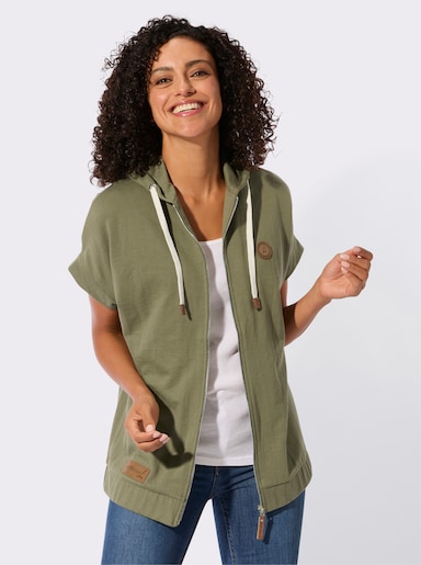 Sweatjacke mit Kapuze - khaki