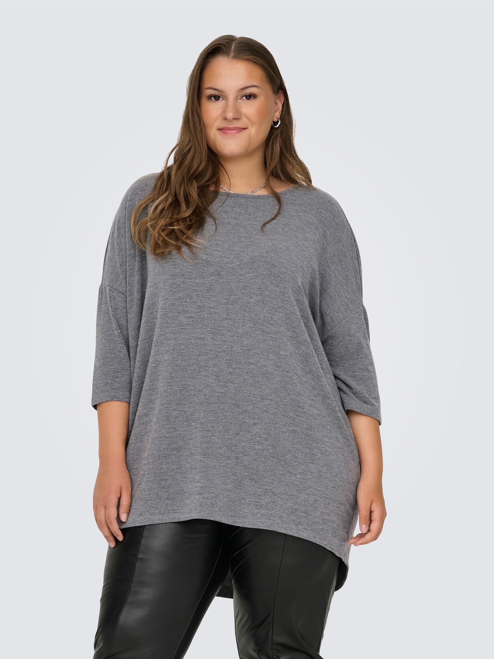 ONLY CARMAKOMA 3/4-Arm-Shirt - dark grey melange detail:melange
