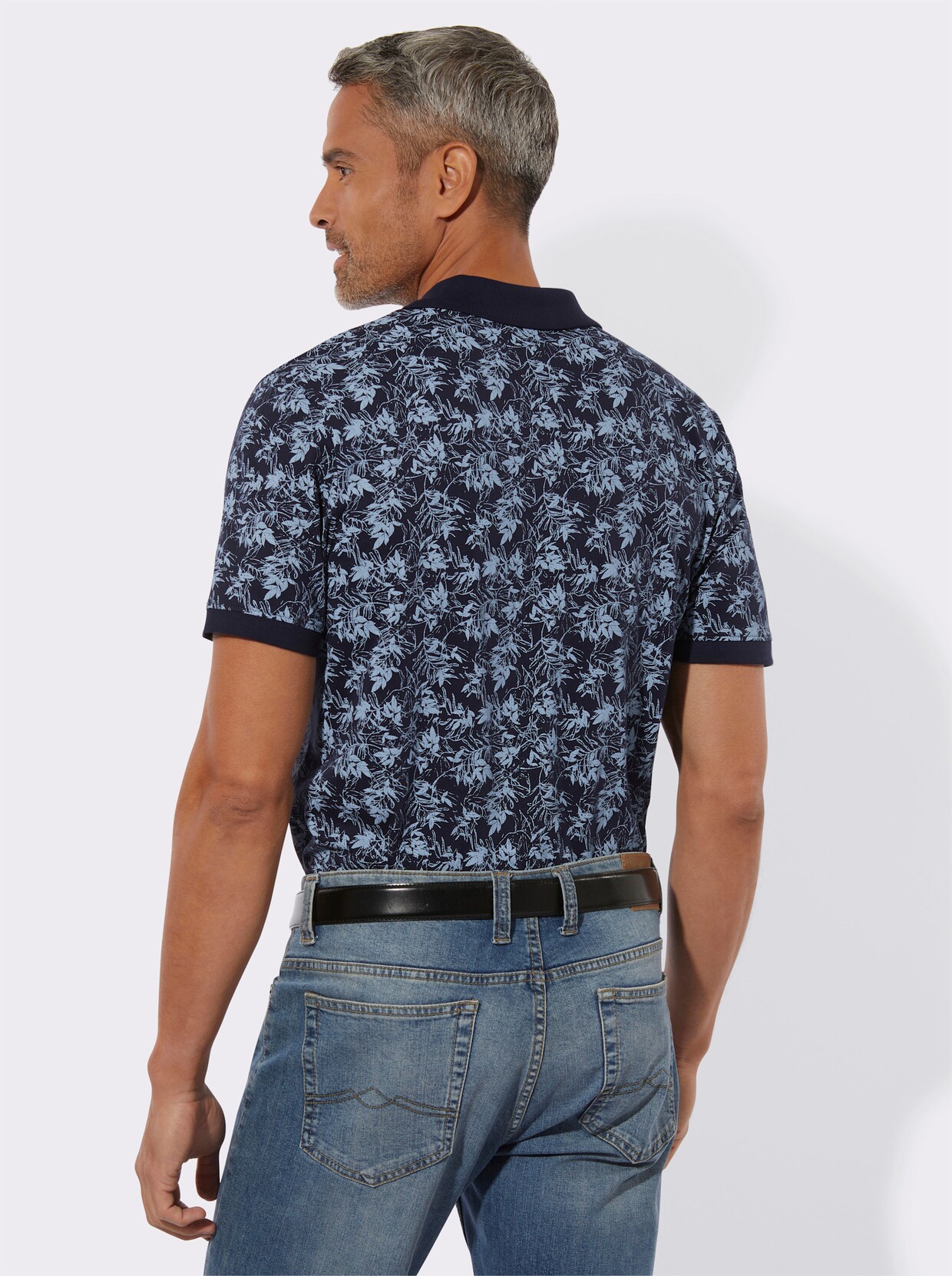Poloshirt - marine-bleu-bedruckt