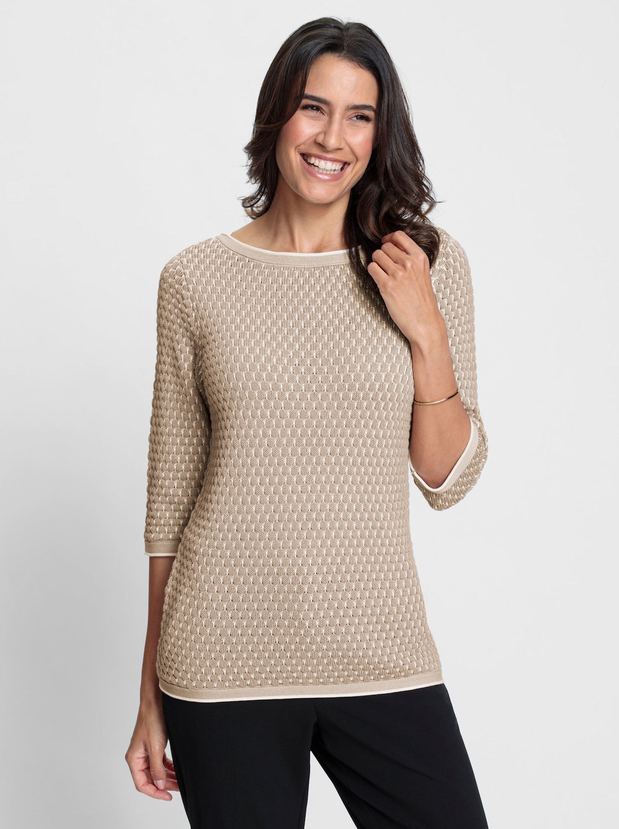 Pullover - beige-ecru-gemustert