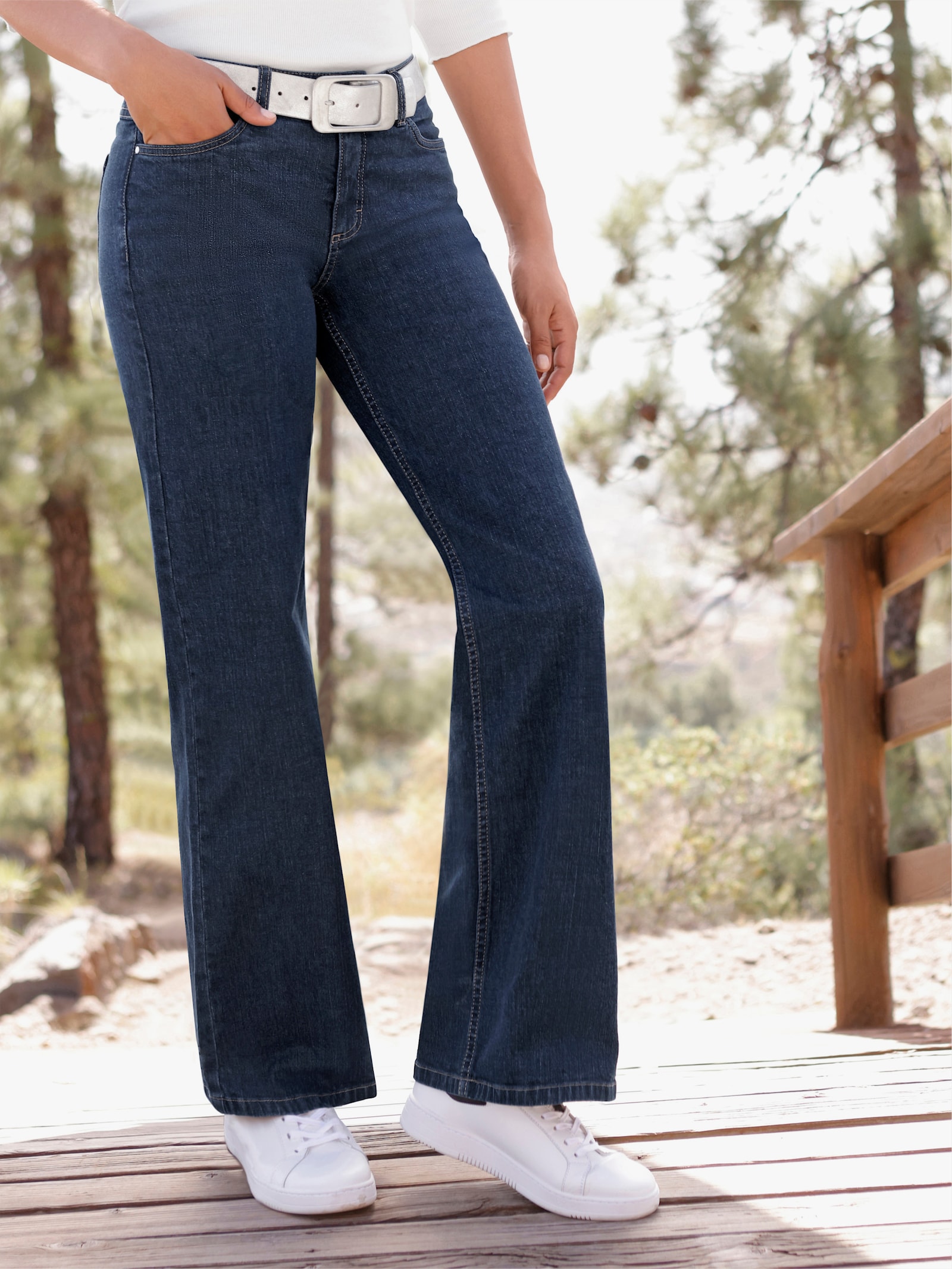 5-Pocket-Jeans mit Kontrastnähten - blue-stone-washed