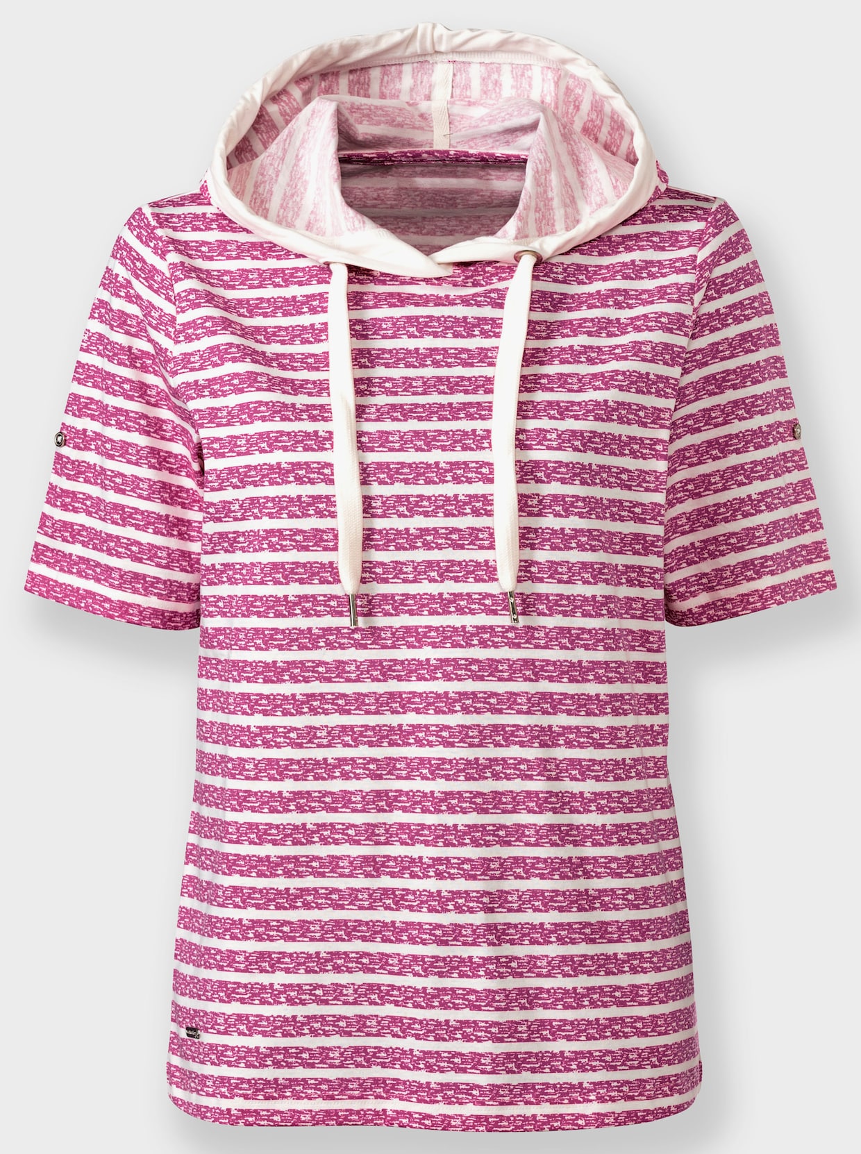 Kapuzenshirt - magenta-ecru-geringelt