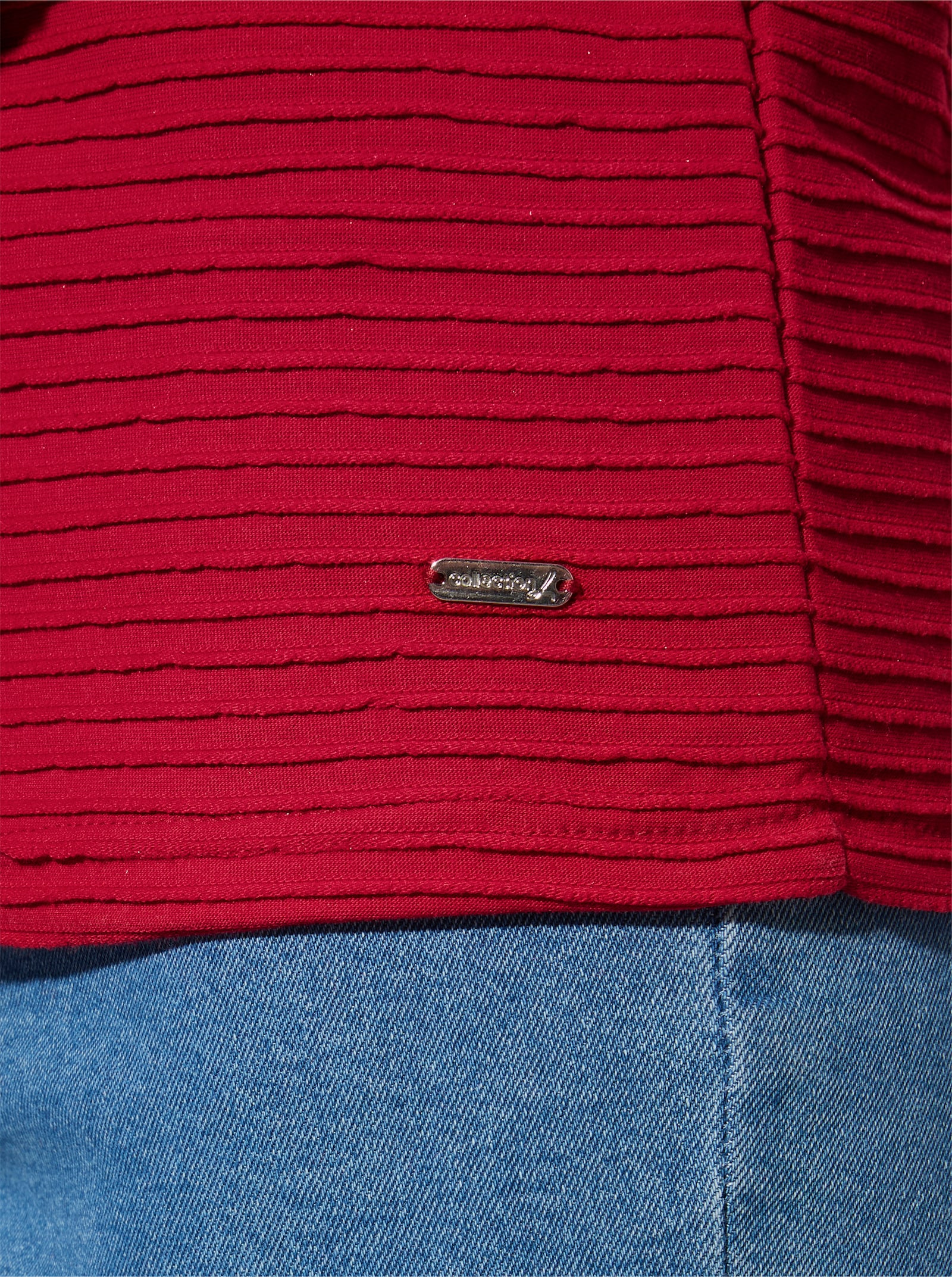 Langarmshirt mit U-Boot-Ausschnitt - rot