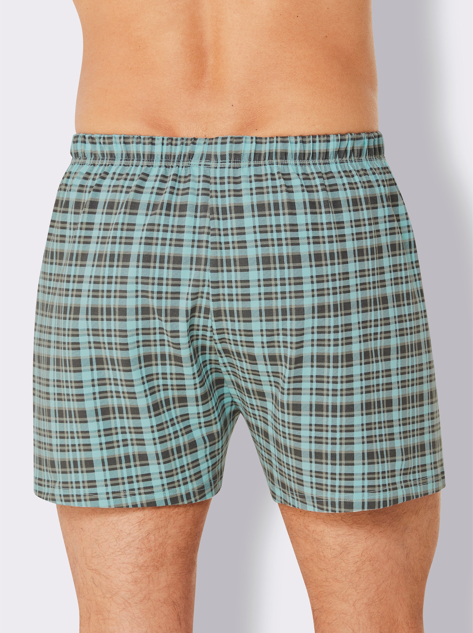 wäschepur men Boxershorts - antraciet/mint geruit + antraciet + lichtgrijs