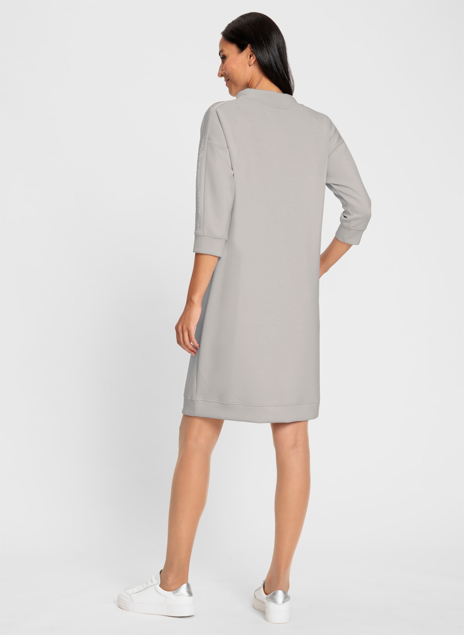 heine Freizeitkleid mit Glitzerstein-Applikation - hellgrau