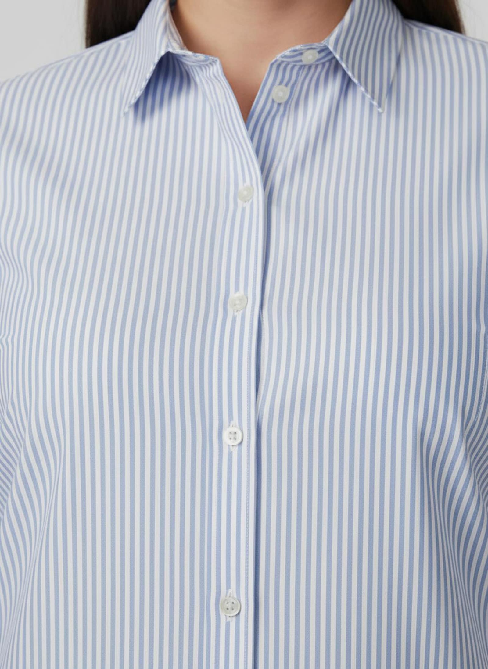 Gestreifte Bluse mit längenregulierbaren Ärmeln - bleu-ecru-gestreift