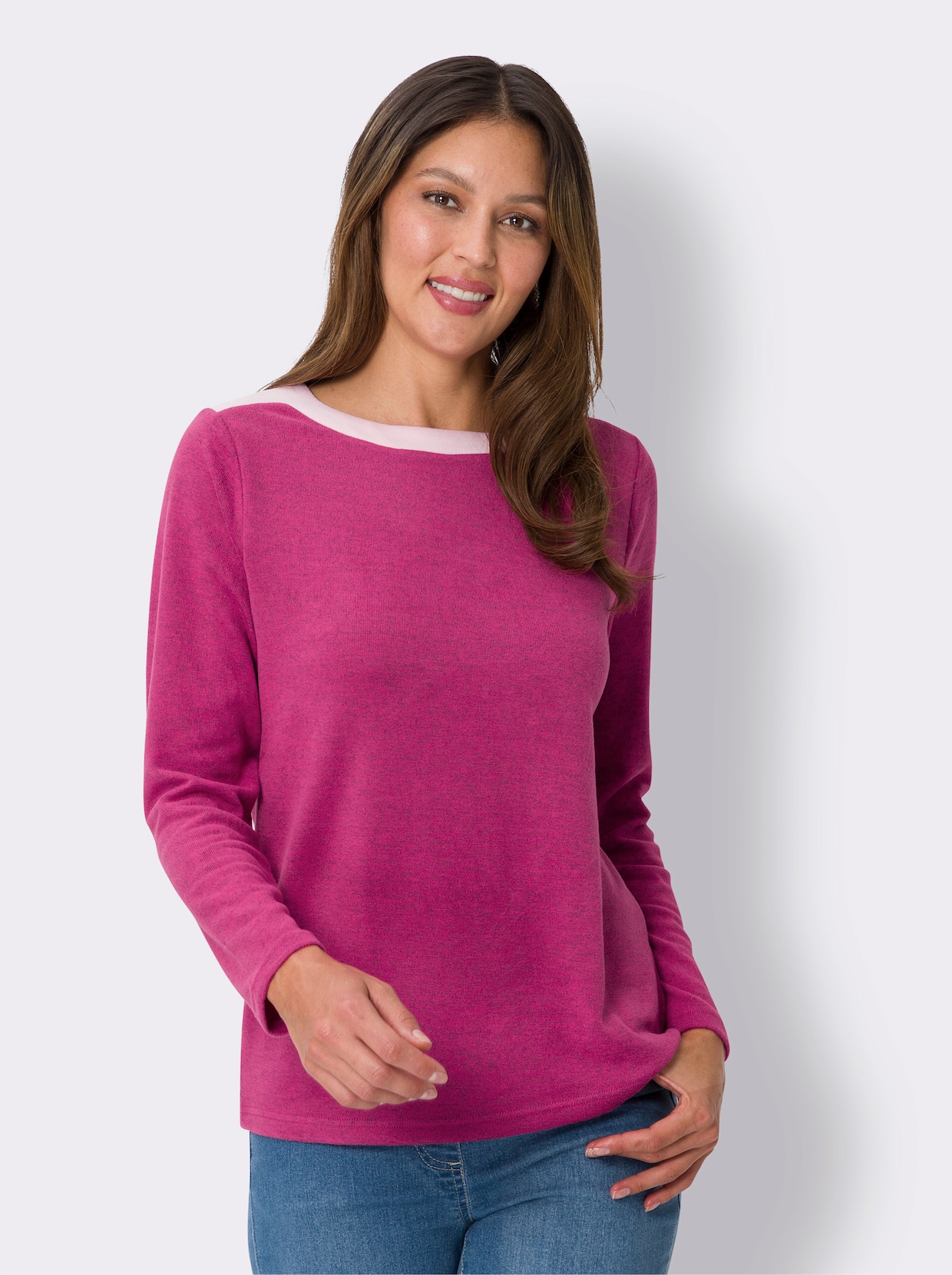 Feinstrickpullover - fuchsia-hellrosé