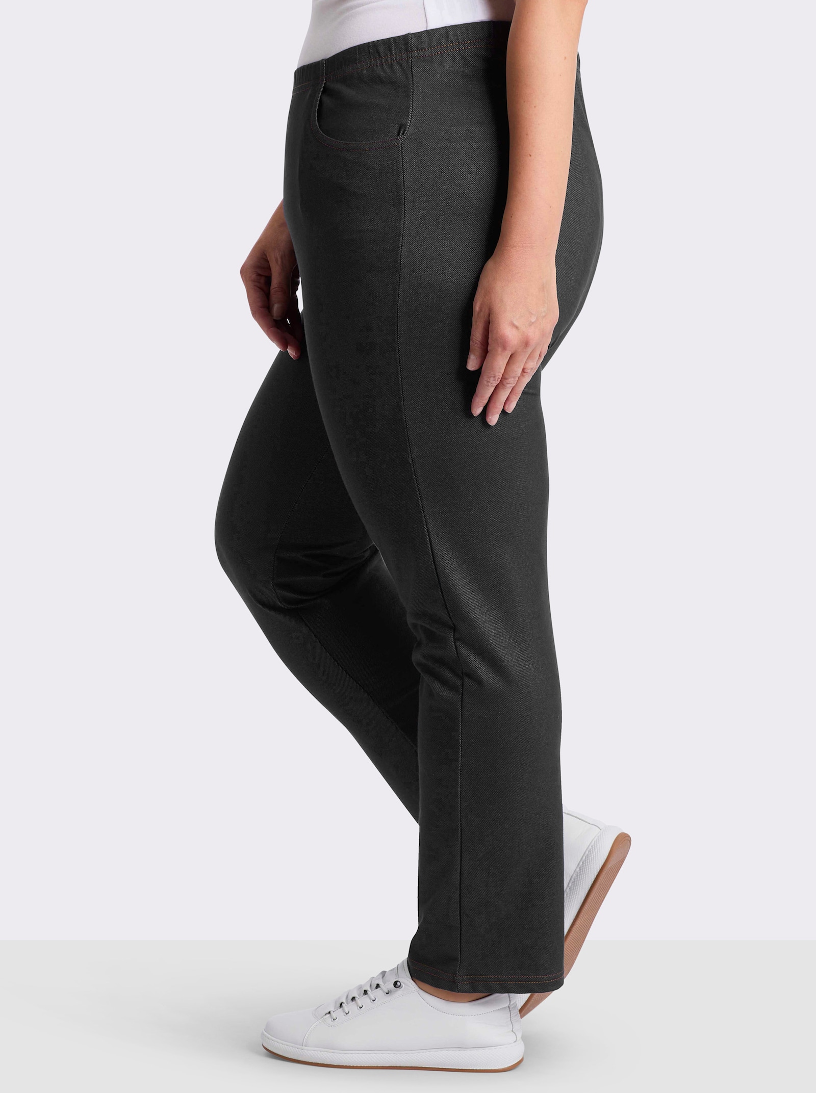 Freizeithose mit Kontrastnähten - black-denim