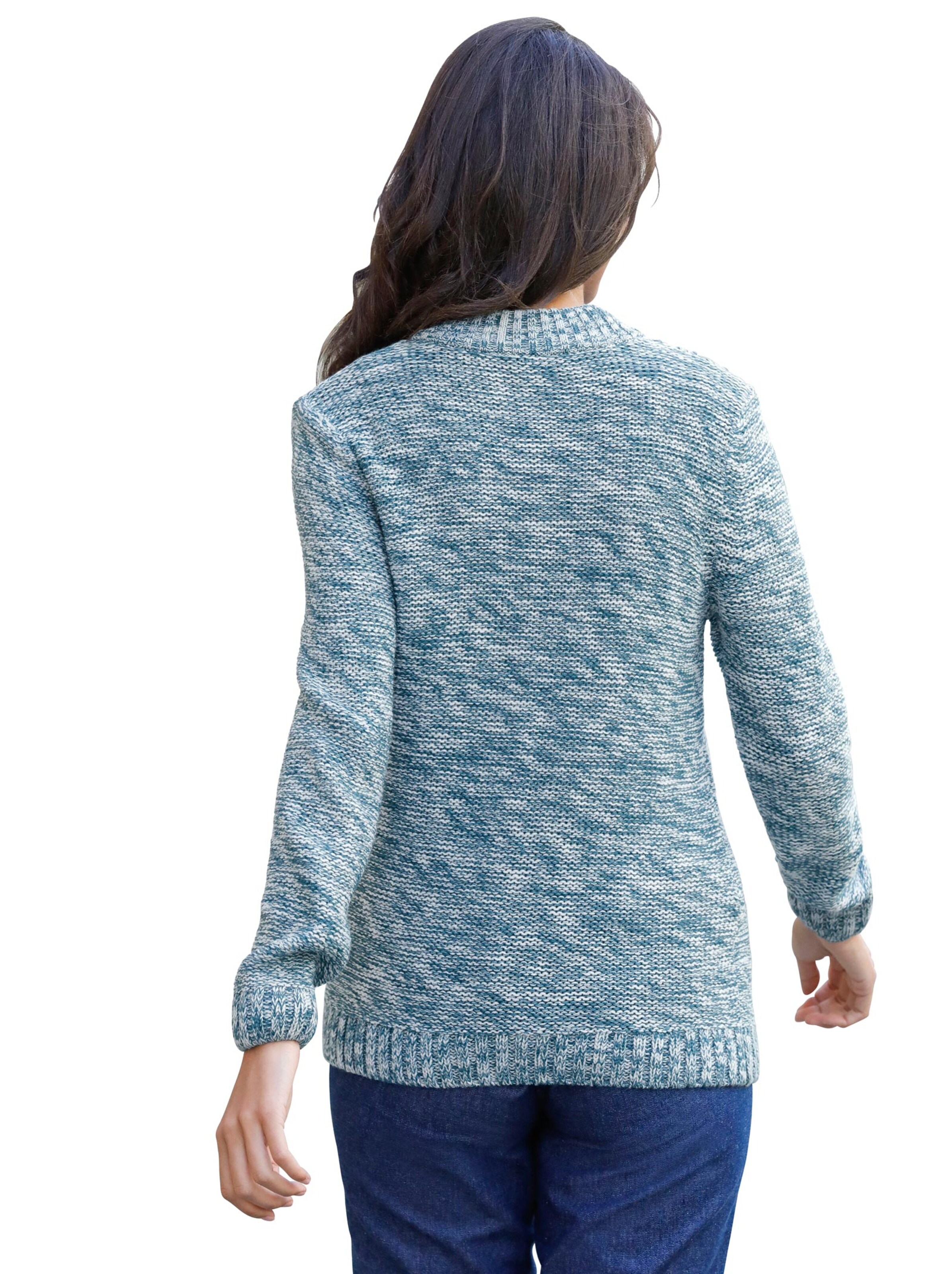 Pullover - petrol-meliert