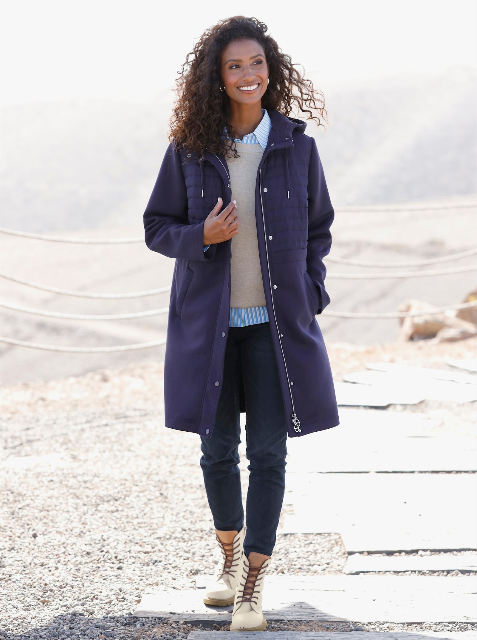 heine Kurzmantel in Patch-Optik - marine