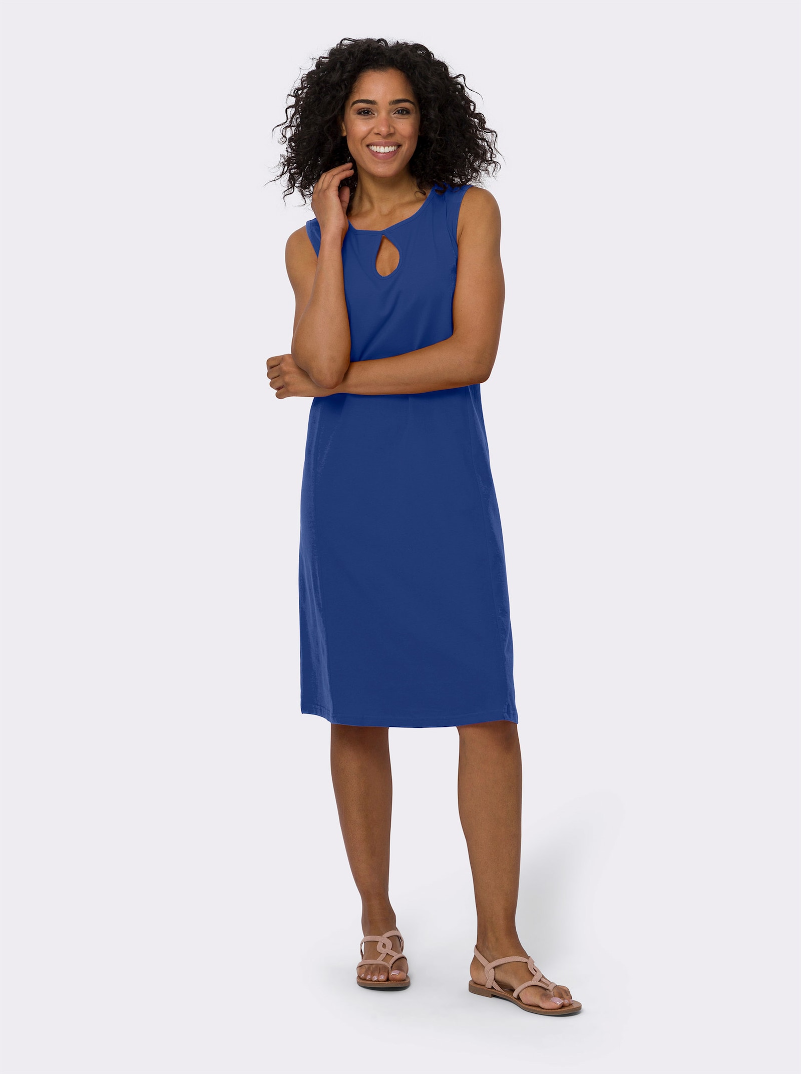Jerseyjurk met druppelvormige hals - koningsblauw
