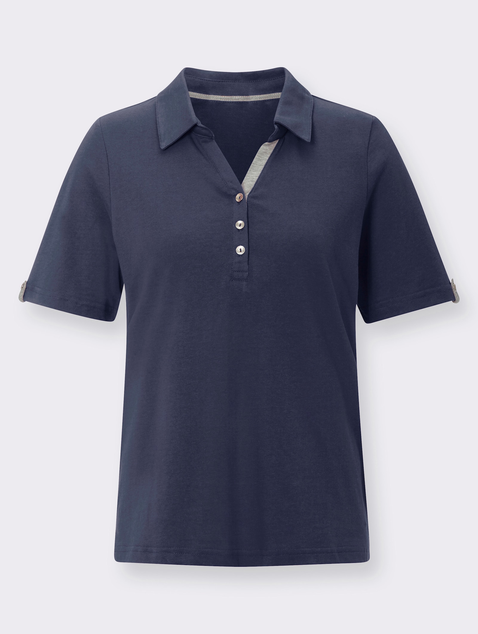 Poloshirt mit Zierriegel - marine