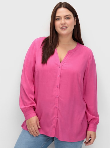 sheego Longbluse mit tonigen Stickereien - fuchsia