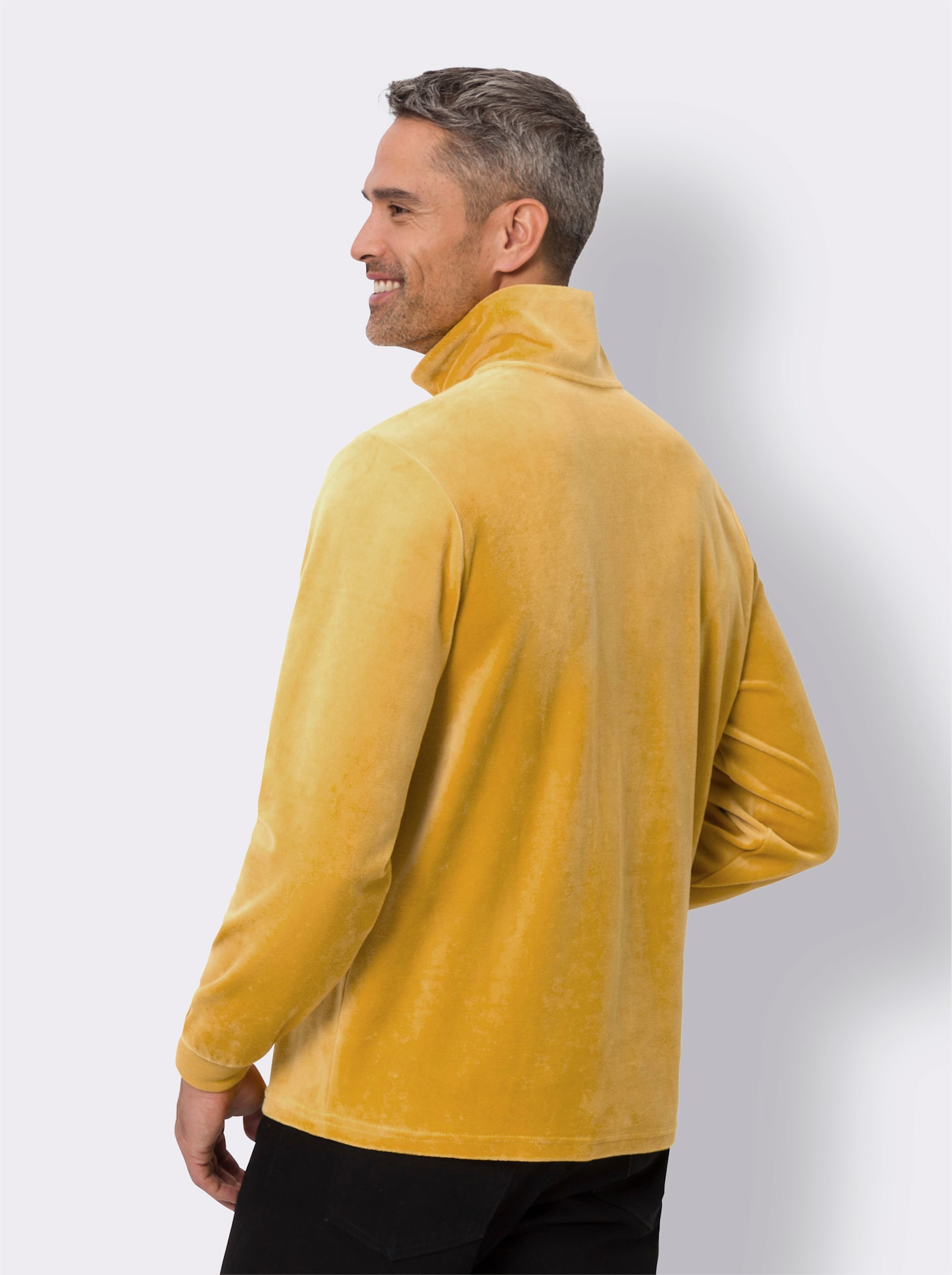 Tričko s dlouhým rukávem z materiálu nicki - okrová