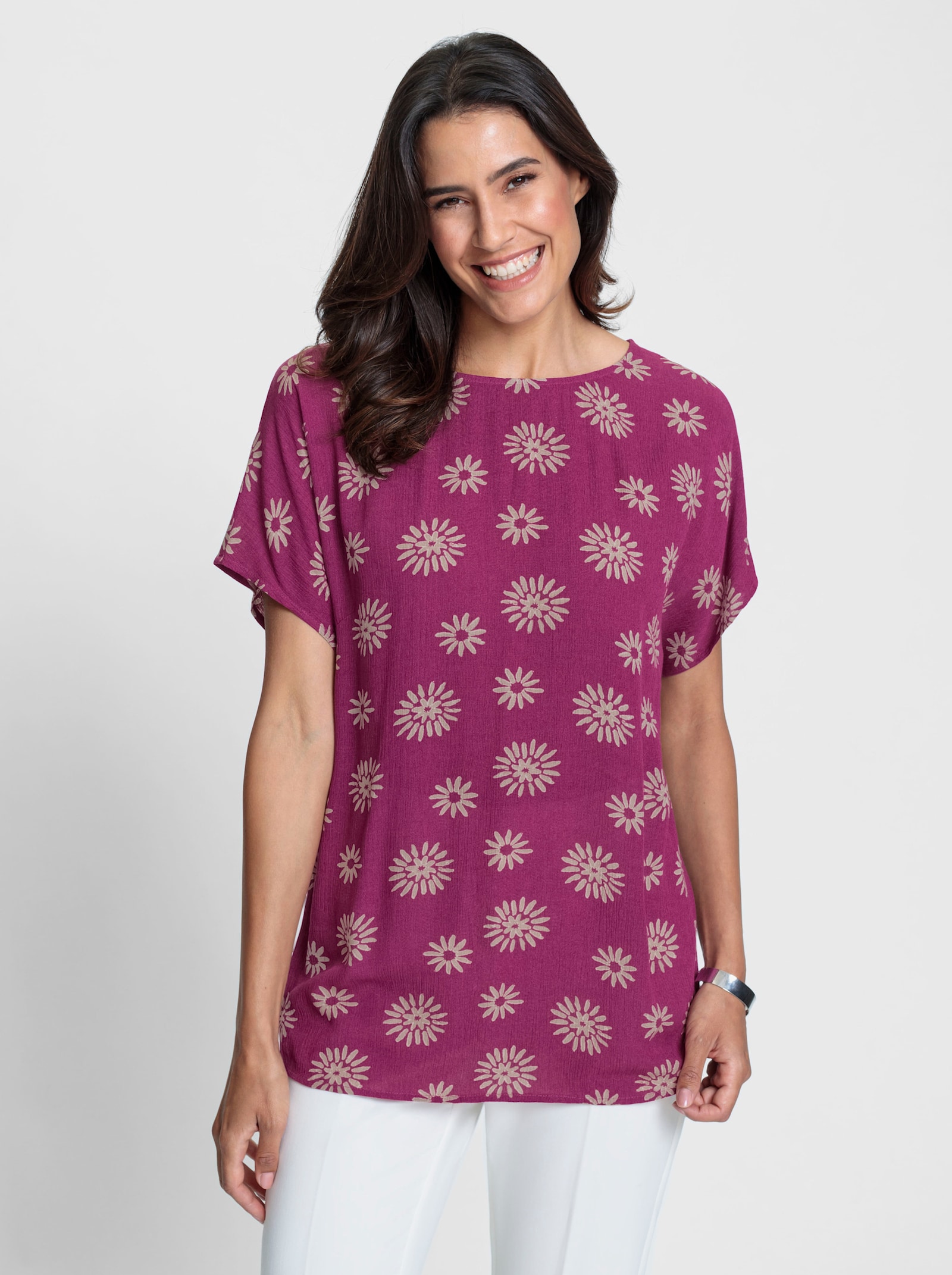 Druckbluse mit überschnittenen Schultern - erika-sesam-bedruckt