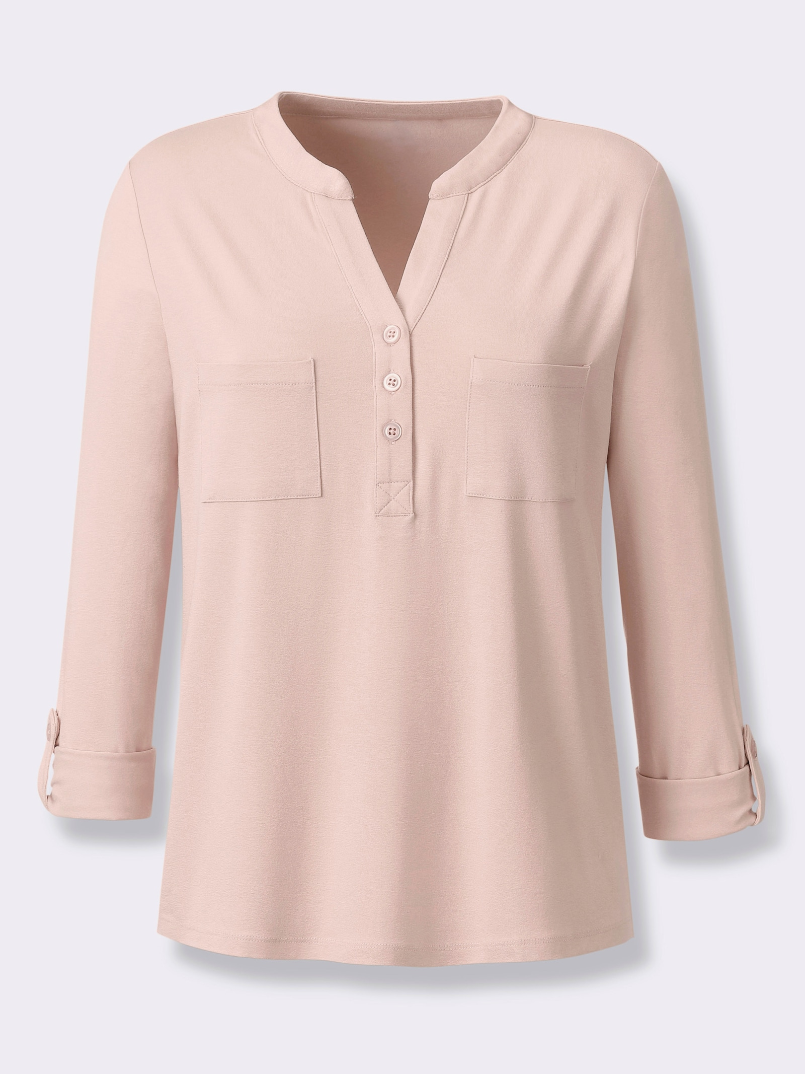 heine Blouseshirt met korte knoopsluiting - poudre