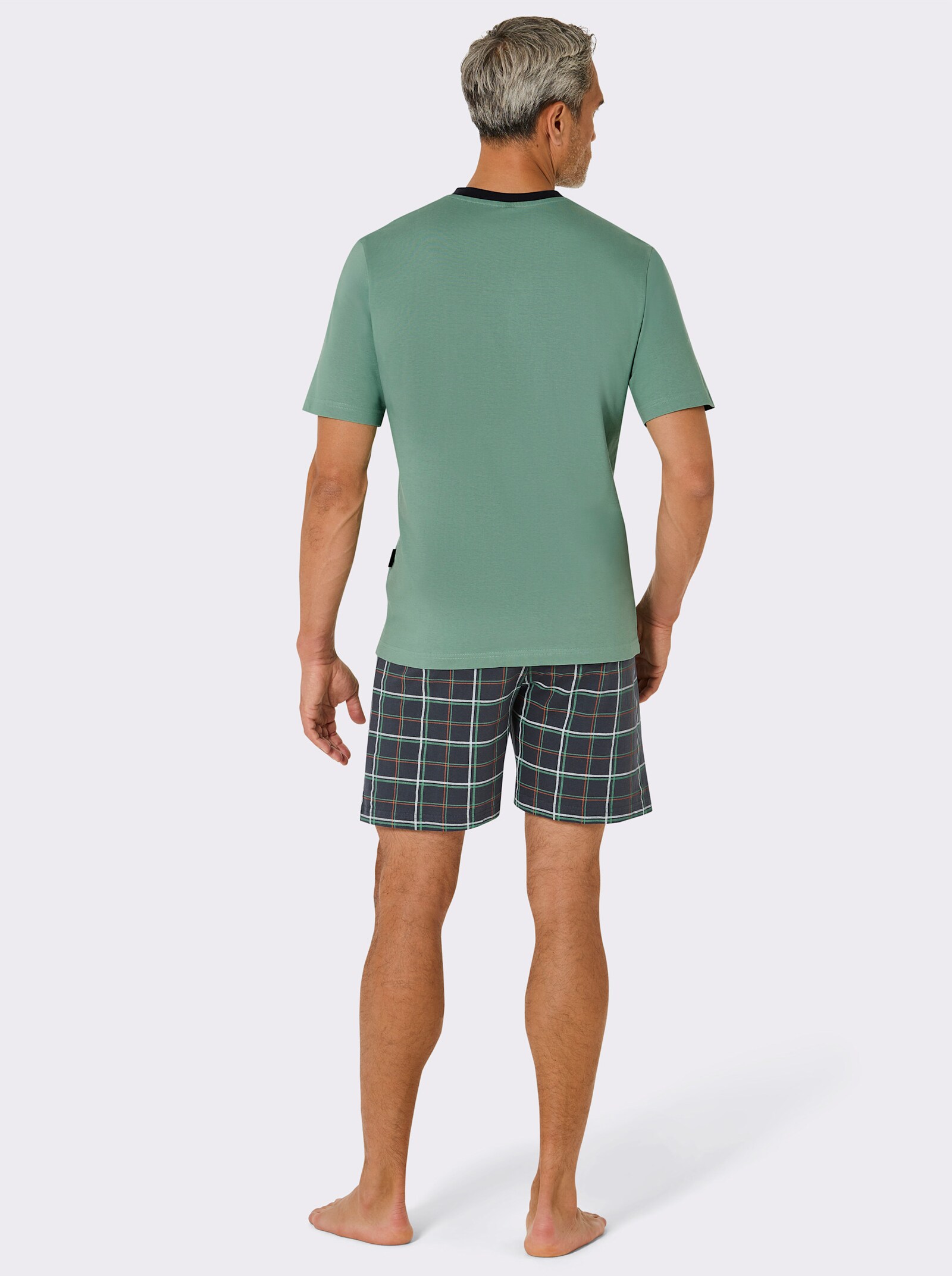 Comte Shorty mit Karohose - eucalyptus-anthrazit-bedruckt