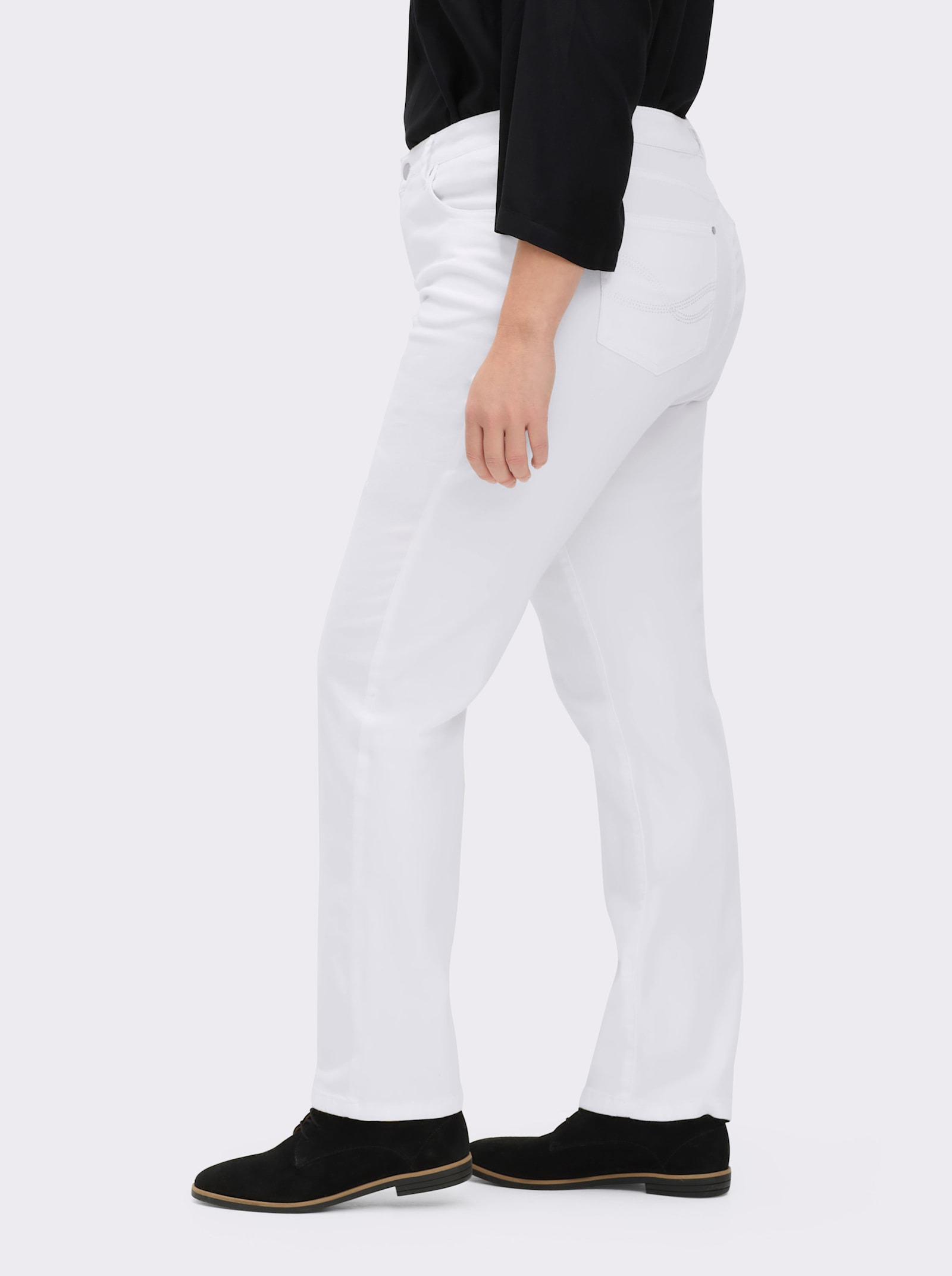 5-Pocket-Jeans mit bestickten Gesäßtaschen - weiß