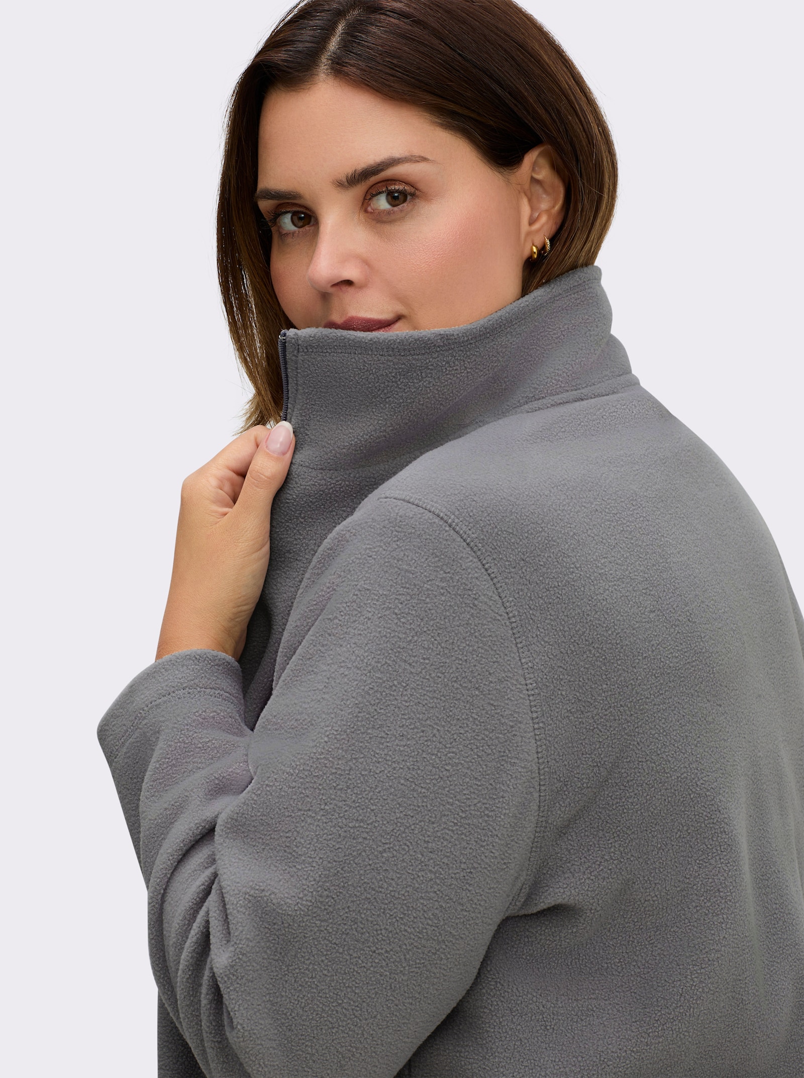 Fleecejacke mit zwei Taschen - grau