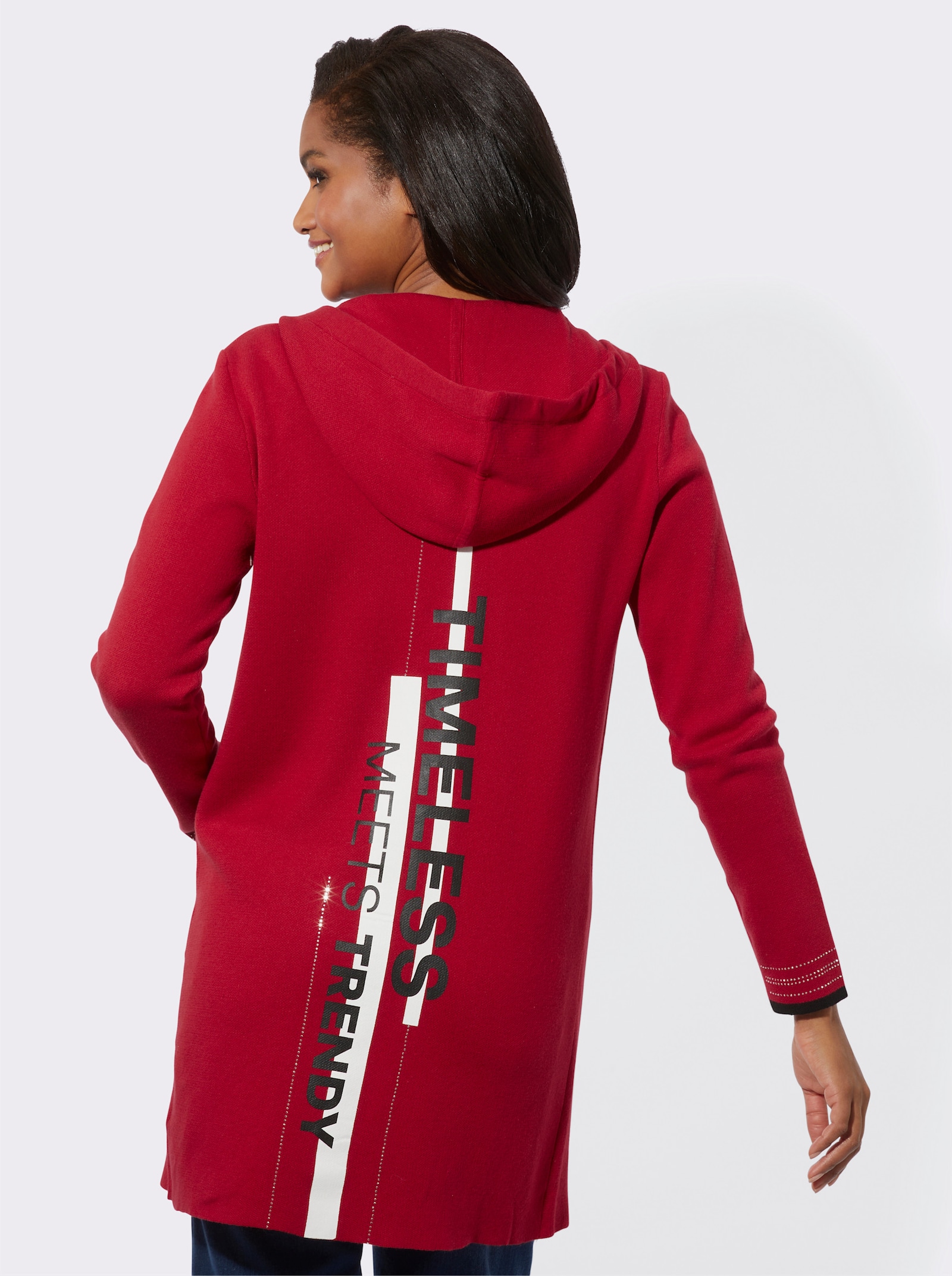 Lang vest met print achter - rood