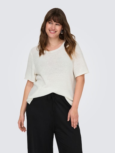 ONLY CARMAKOMA Kurzarmpullover - cloud dancer