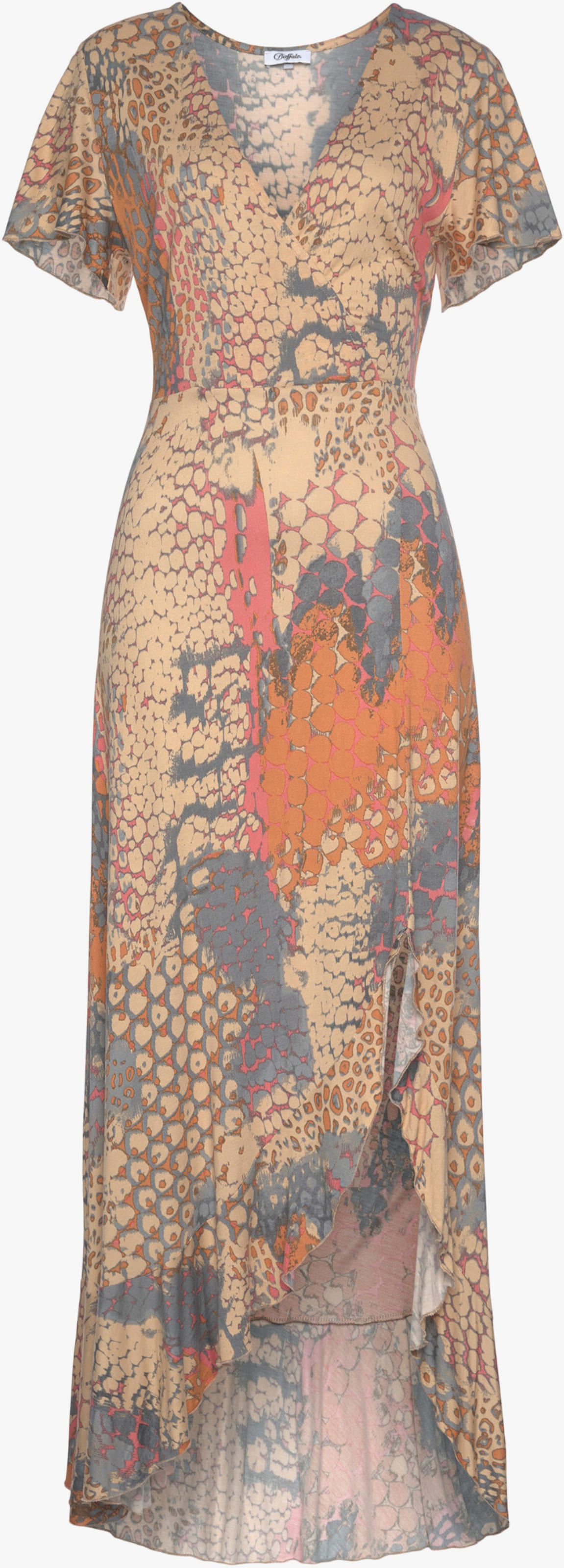 Buffalo Maxikleid - orange-blau-bedruckt