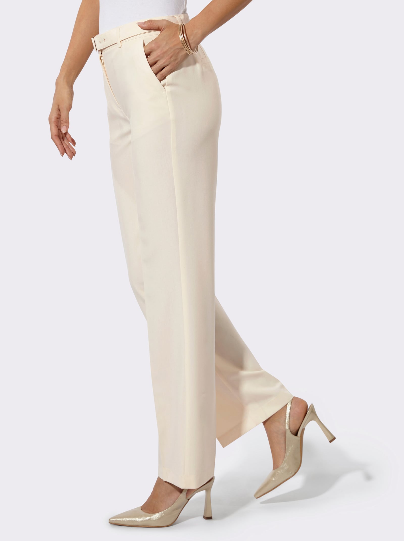 Wollhose inklusive Stoffgürtel - champagner