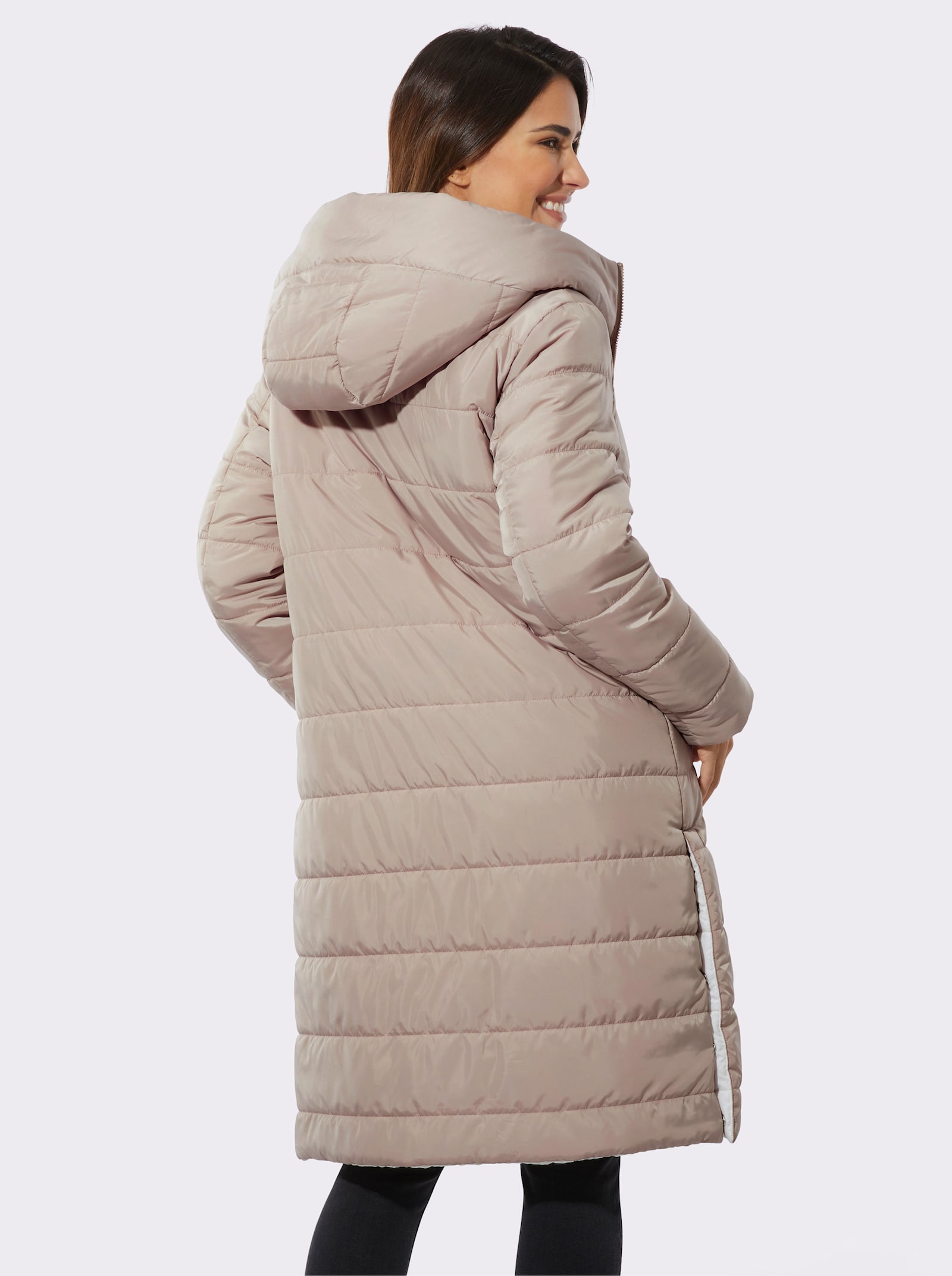 Steppmantel zum Wenden, wattiert - sesam-ecru