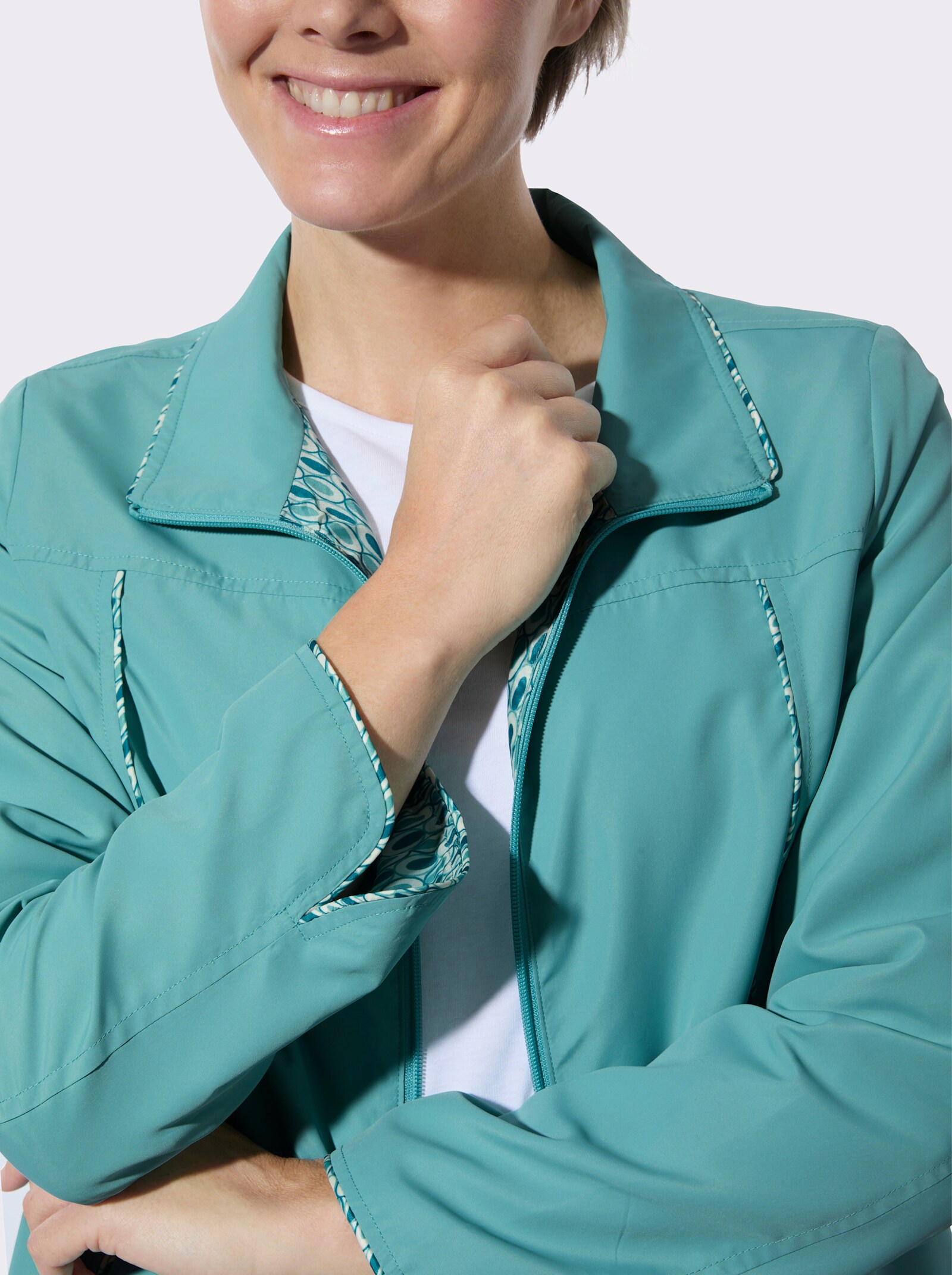 Übergangsjacke mit Cord-Paspelierungen - ozean