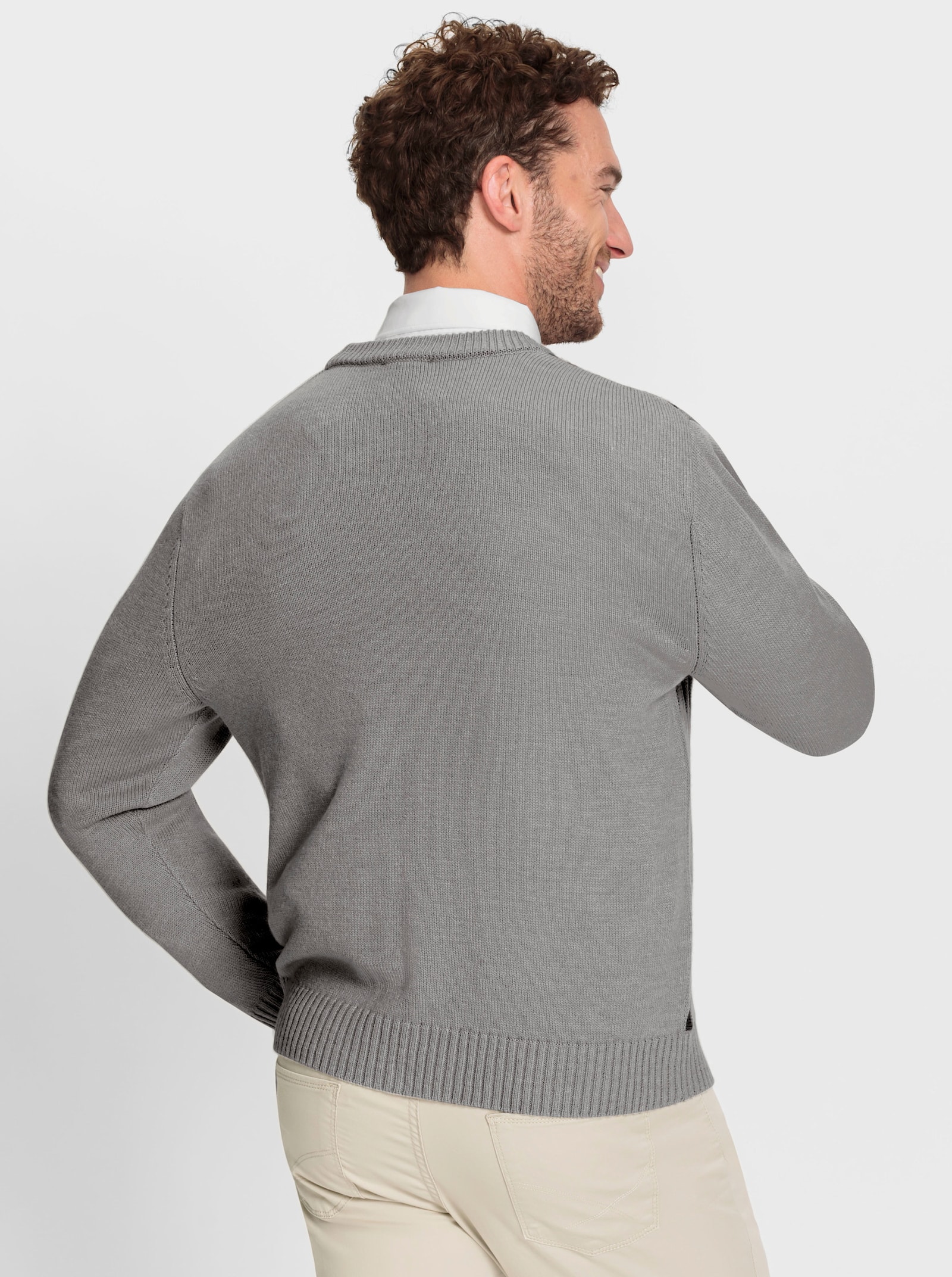 Marco Donati Strickjacke mit zweifarbigem Strukturmuster vorne - steingrau-anthrazit-gemustert