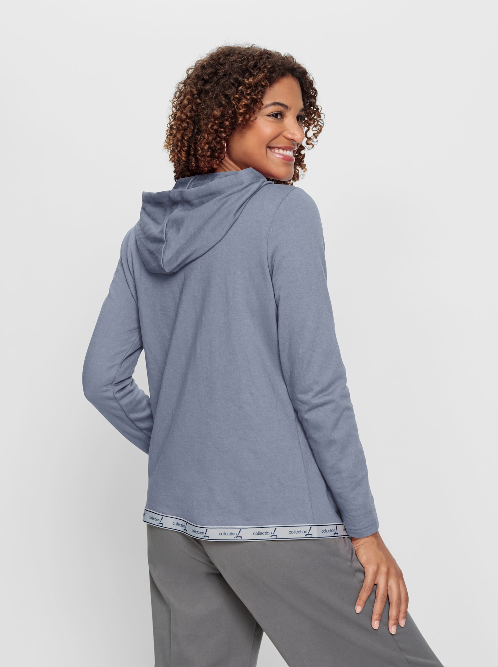 Sweatjacke mit Kapuze - taubenblau