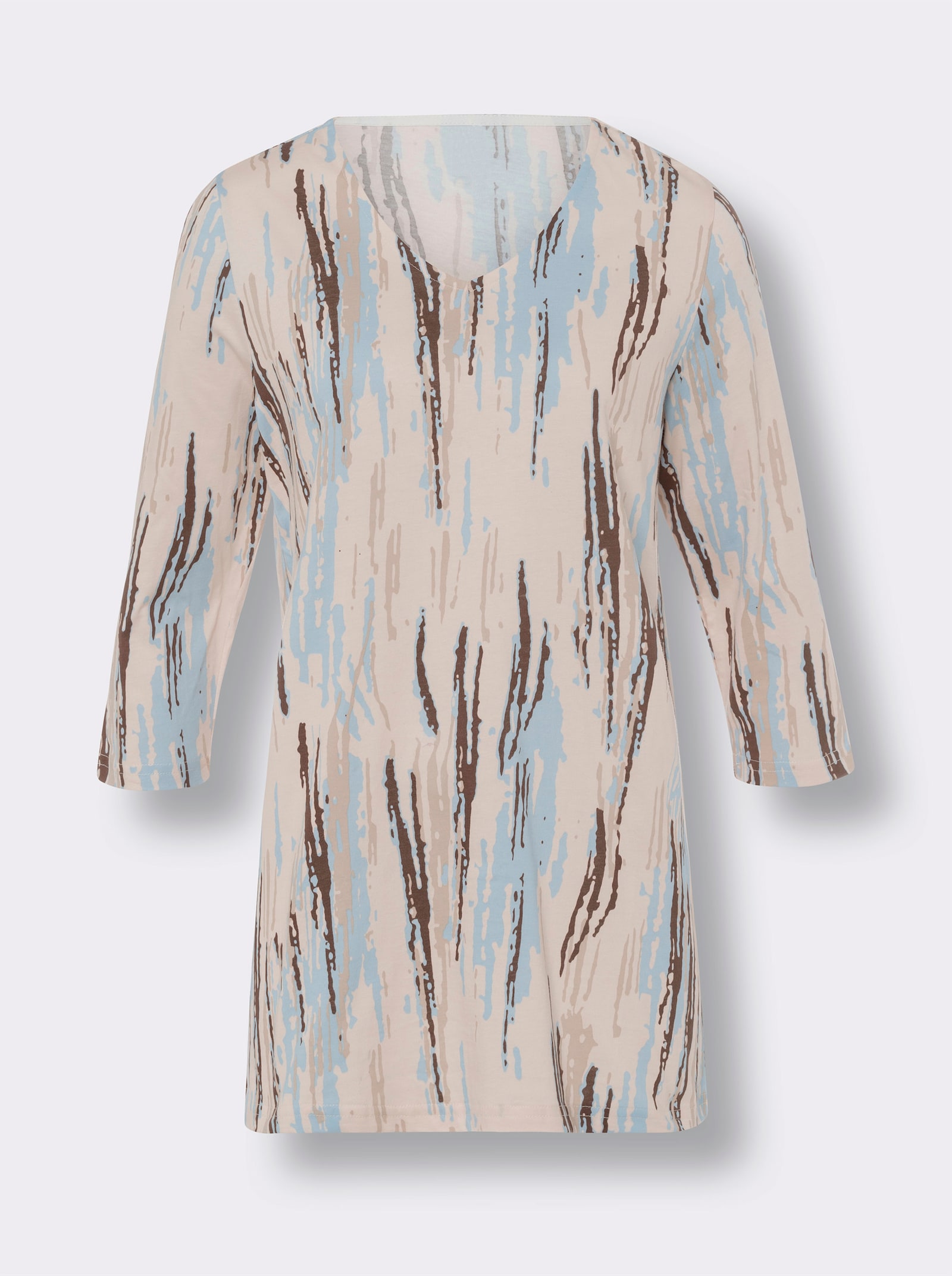 Dlhé tričko s 3/4 rukávmi - čokolád.-ľad.mod.potlač