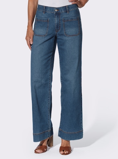 Jeans mit aufgesetzten Taschen - blue-stone-washed