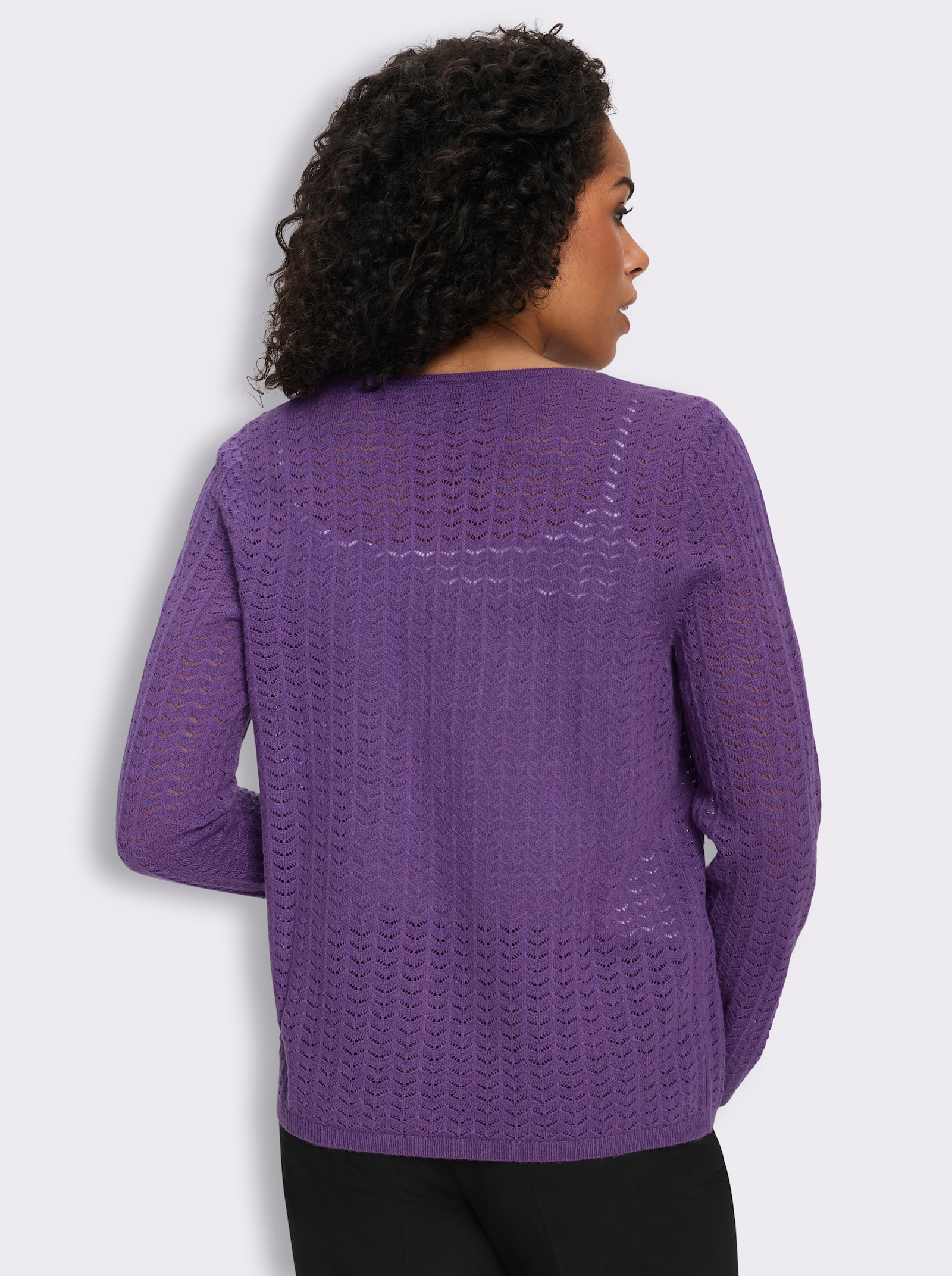 Strickjacke mit Ajour-Muster - lila