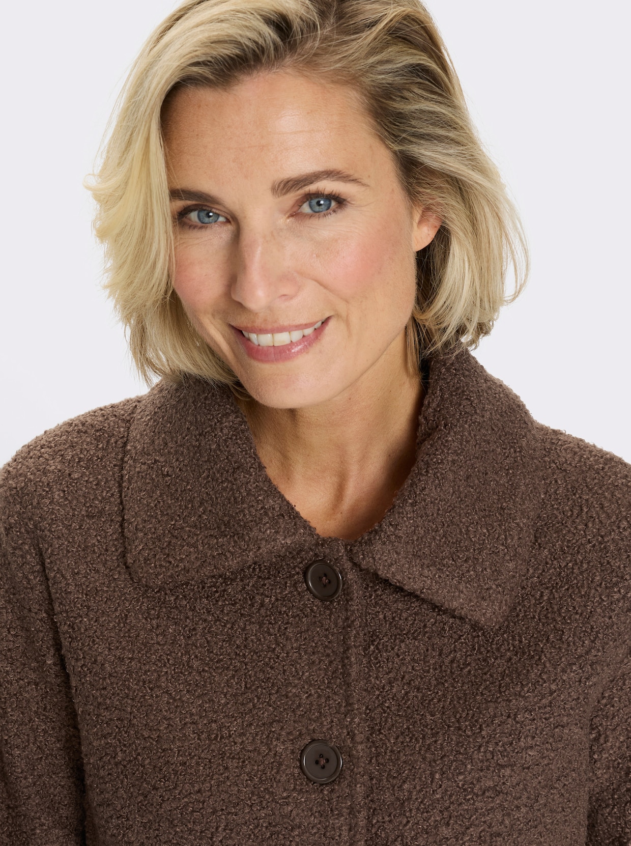 Boucléjack voor normale wintertemperaturen - chocolade