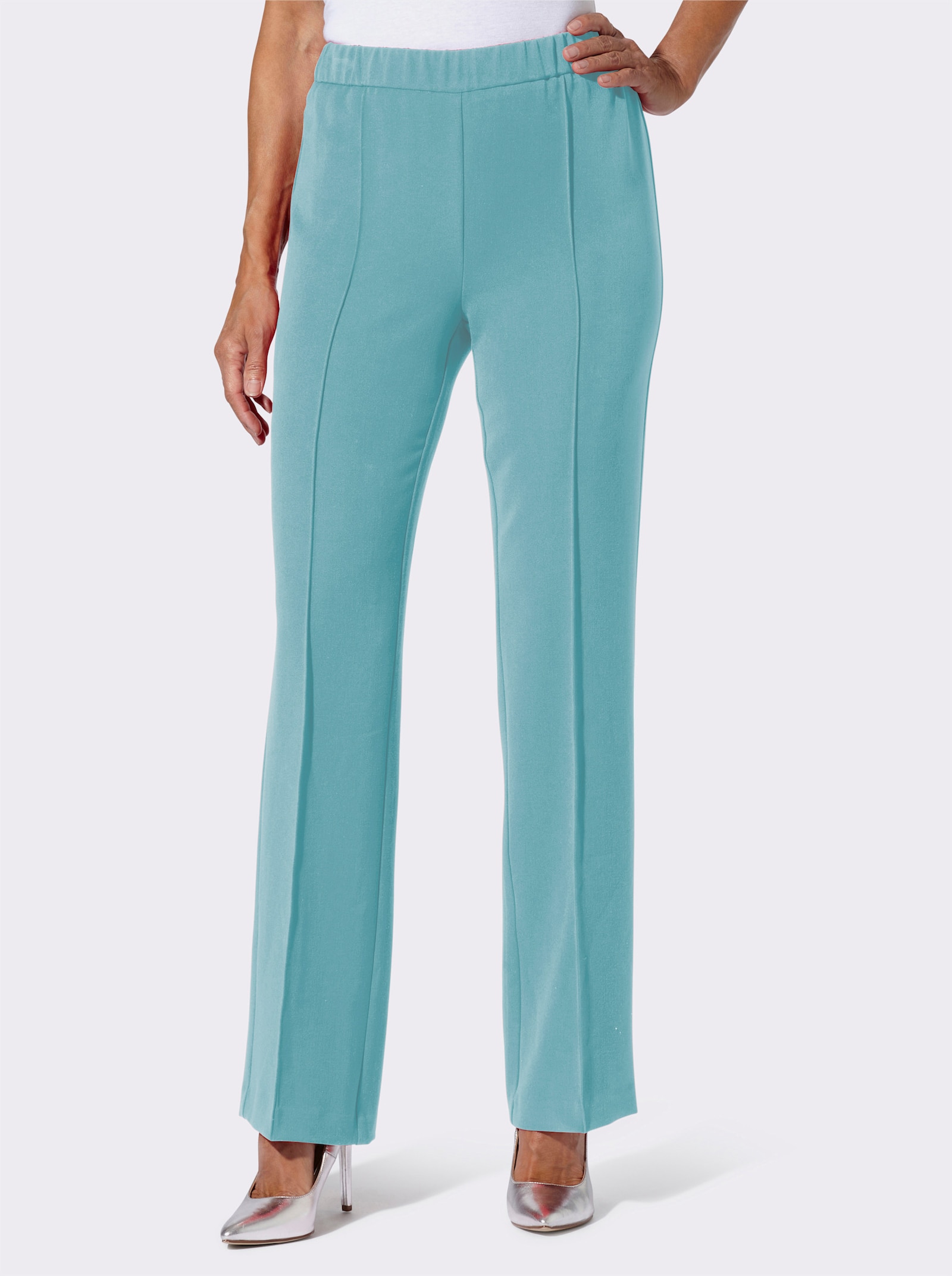 Oblekové kalhoty s elastickým pasem - oceánově modrá