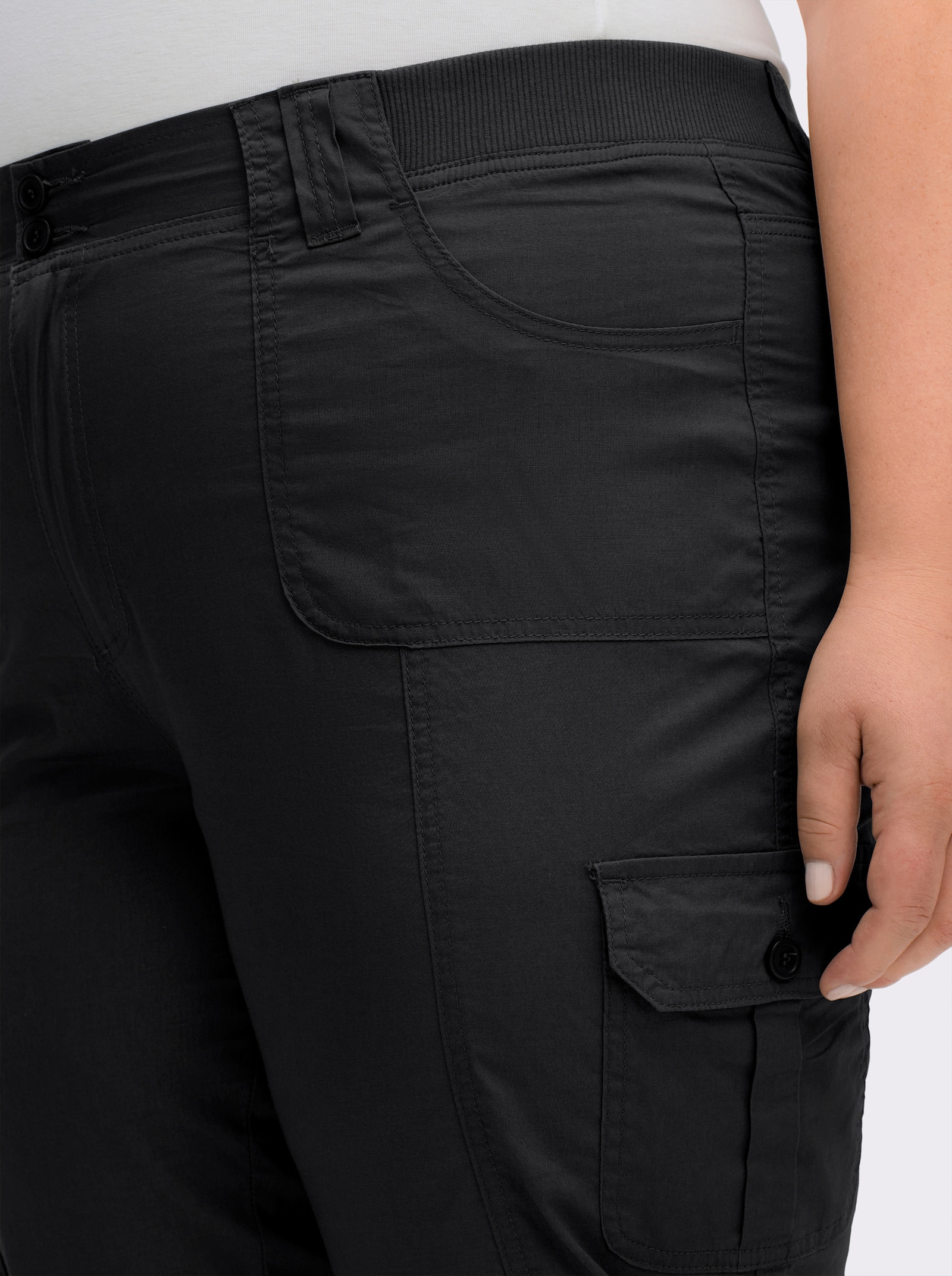 Caprihose mit weitenverstellbarem Saum - schwarz
