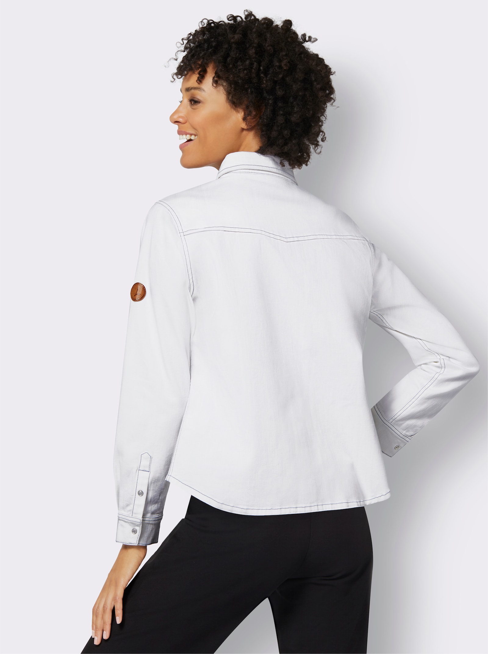 Košeľ. blúzka, ozd.stehy - biela