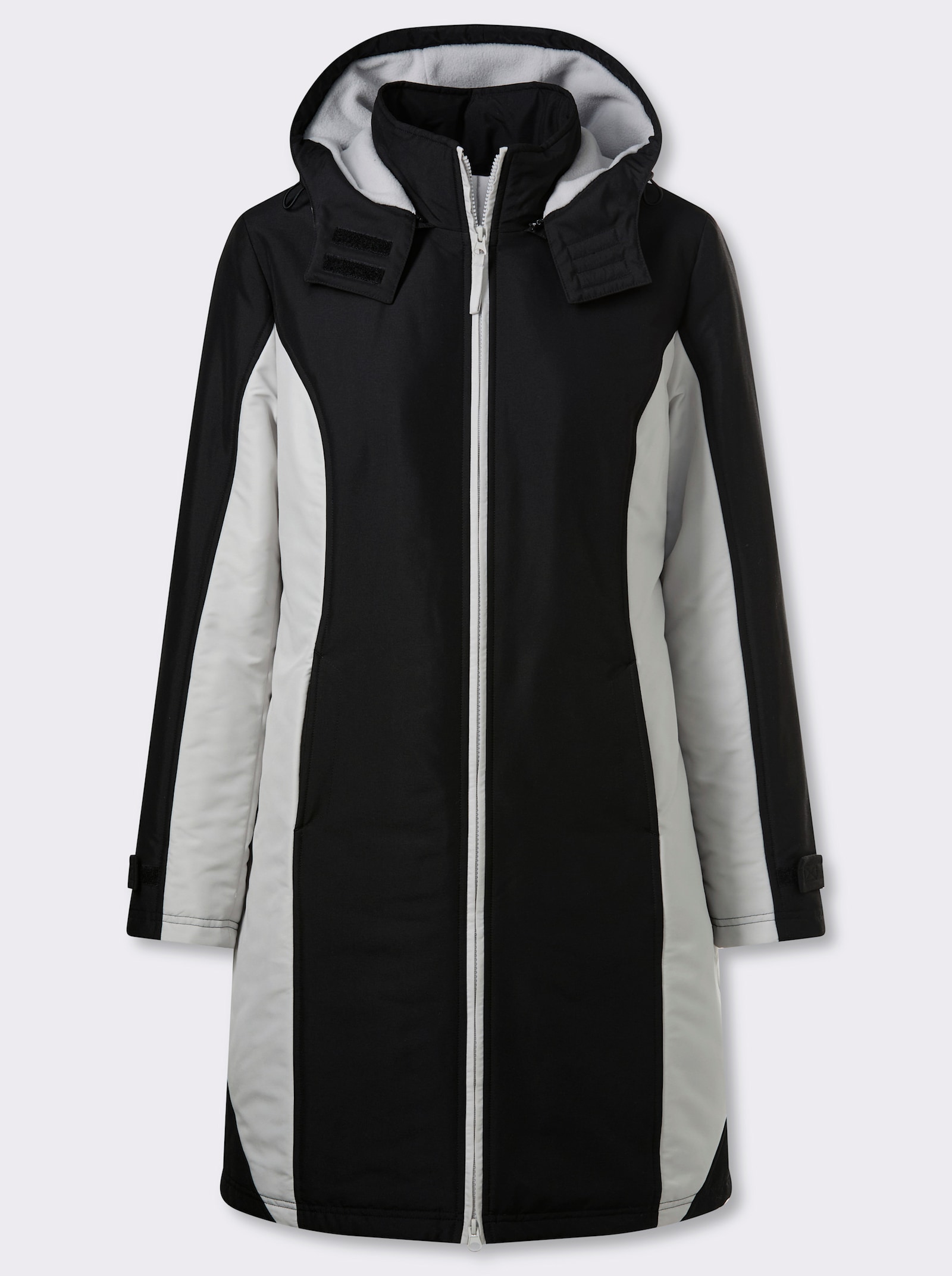 Funktionsmantel mit abnehmbarer Kapuze - schwarz-hellgrau