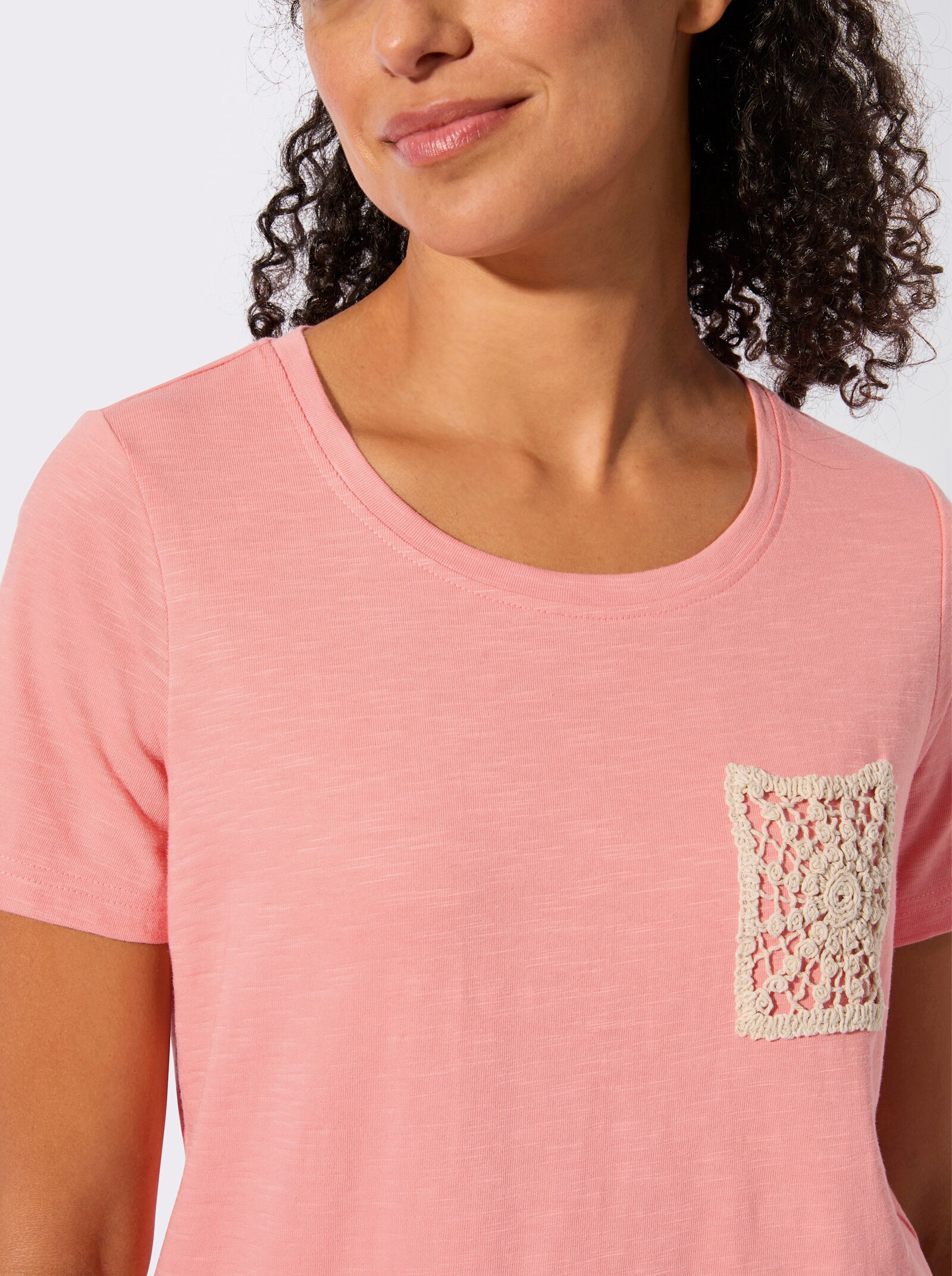 Kurzarmshirt in Flammgarn-Qualität - flamingo