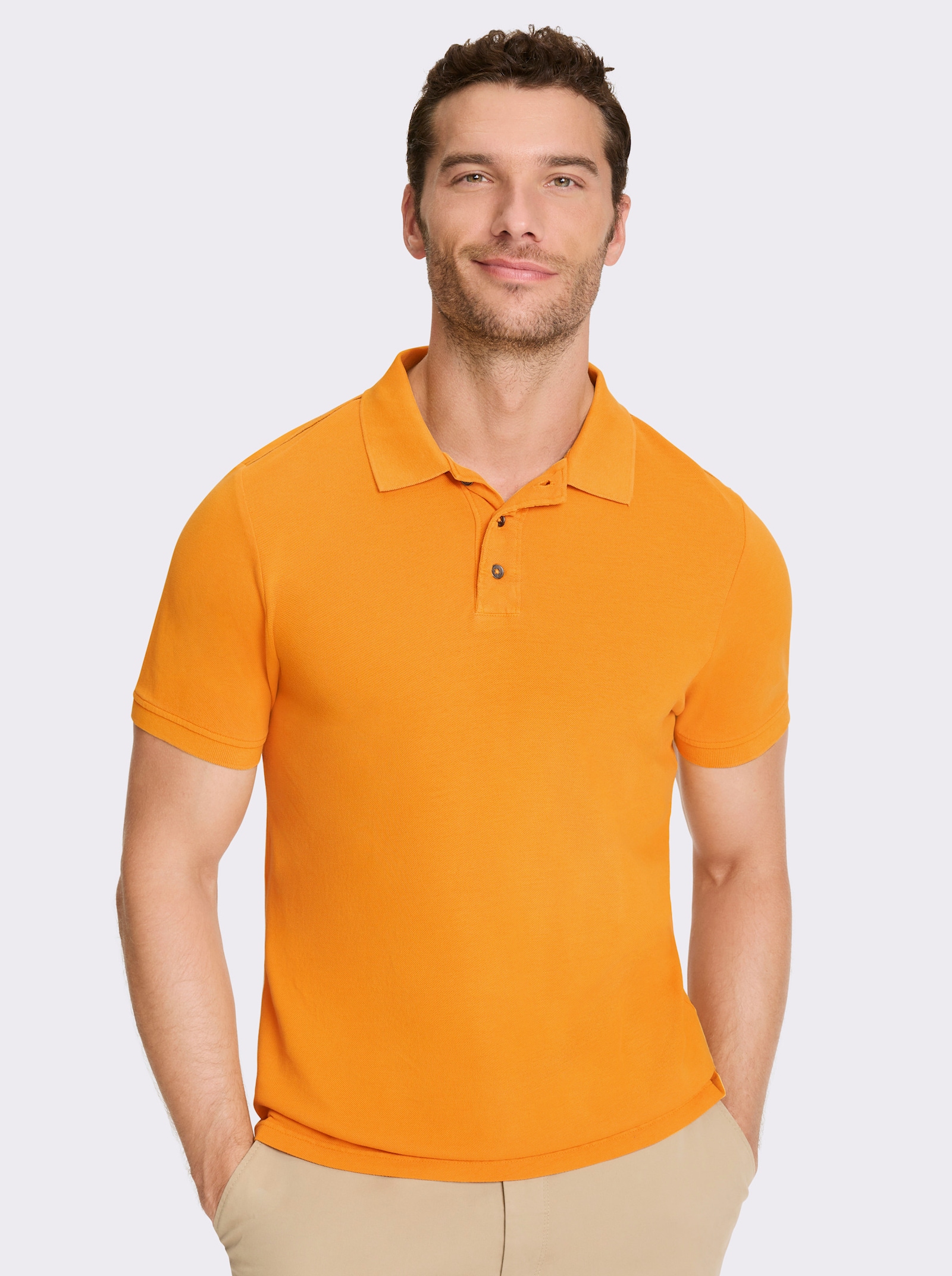 Catamaran Kurzarmshirt aus Baumwoll-Pikee - ocker