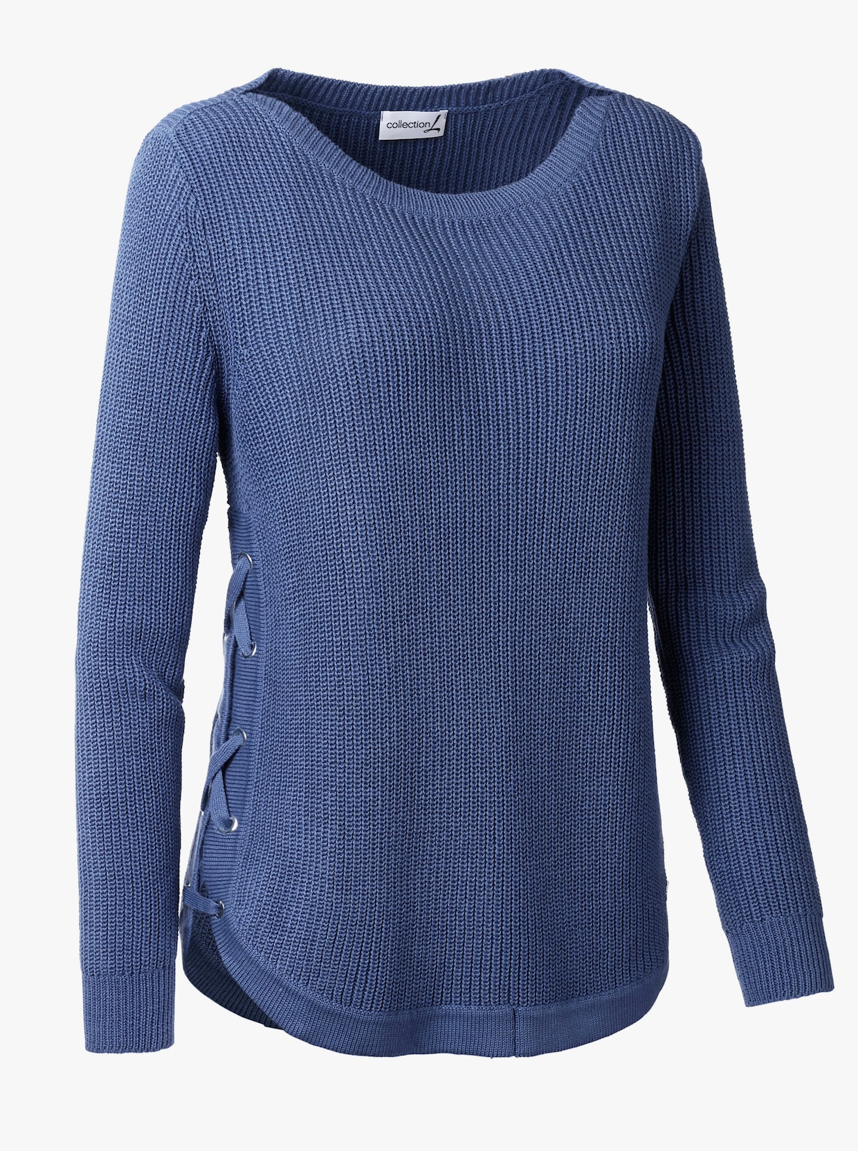 Pullover met ronde hals - jeansblauw