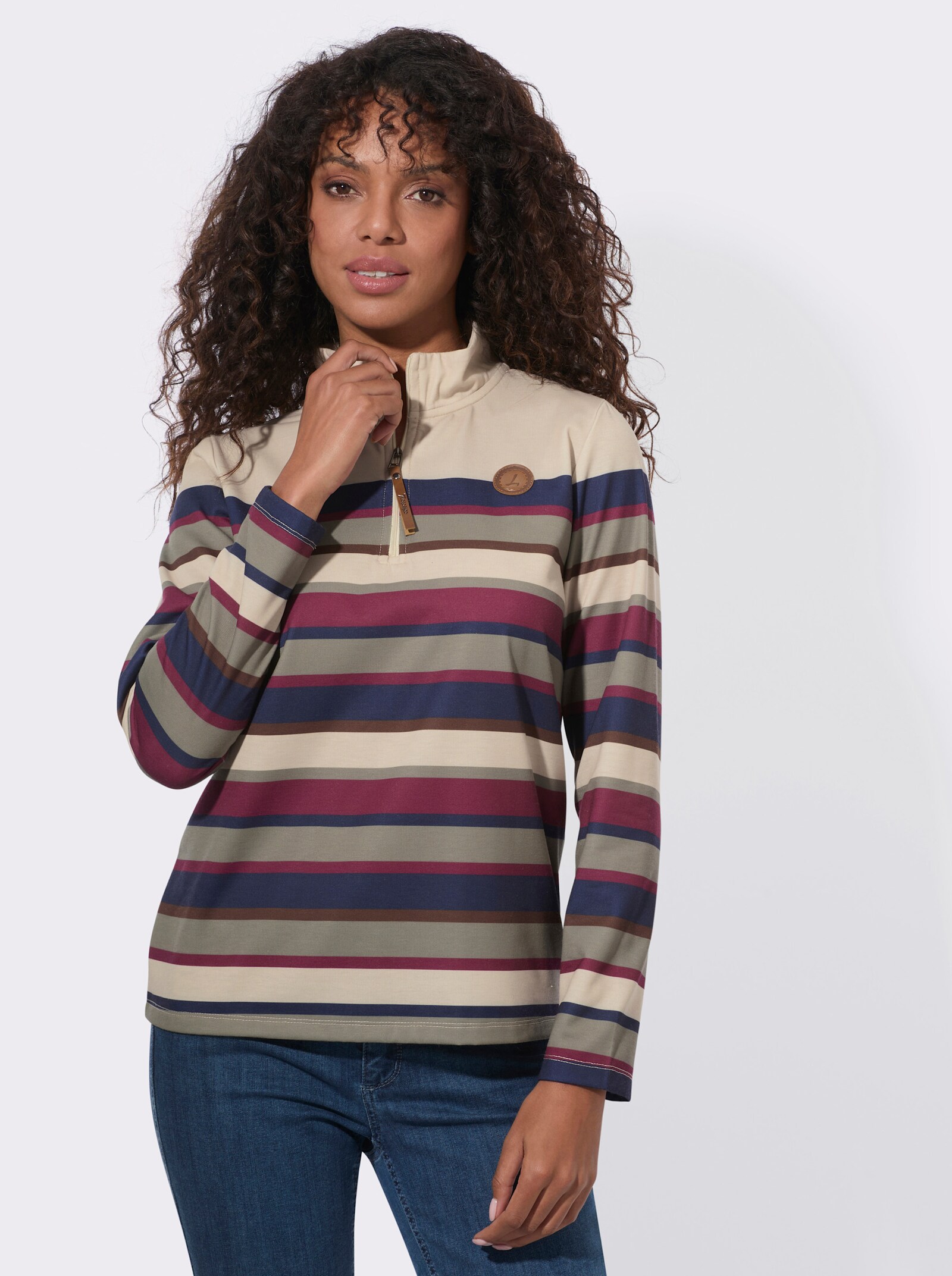 Sweatshirt im Ringeldessin - marine-sand-geringelt