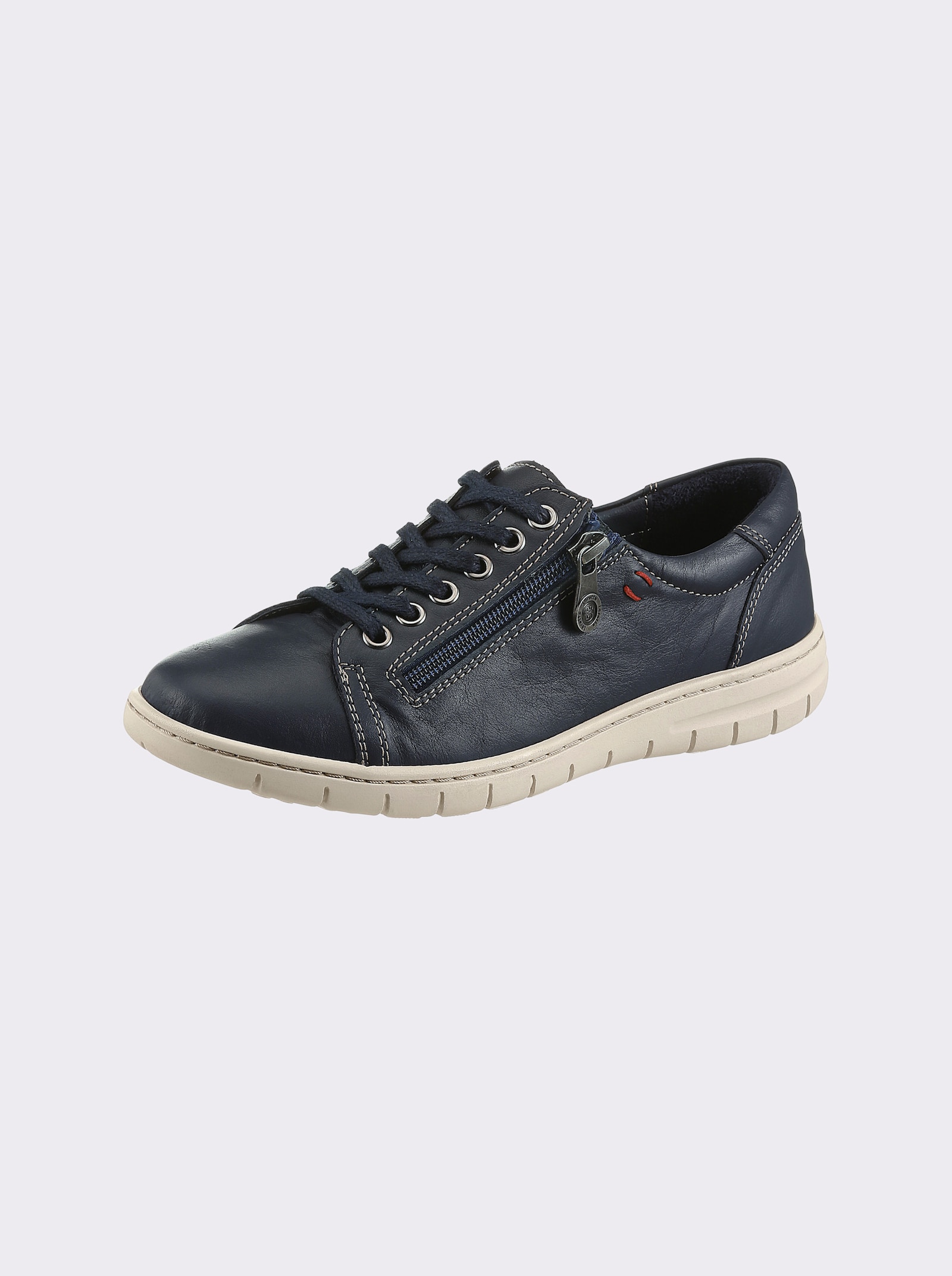 airsoft modern+ Schnürschuh mit Leder-Ausstattung - dunkelblau