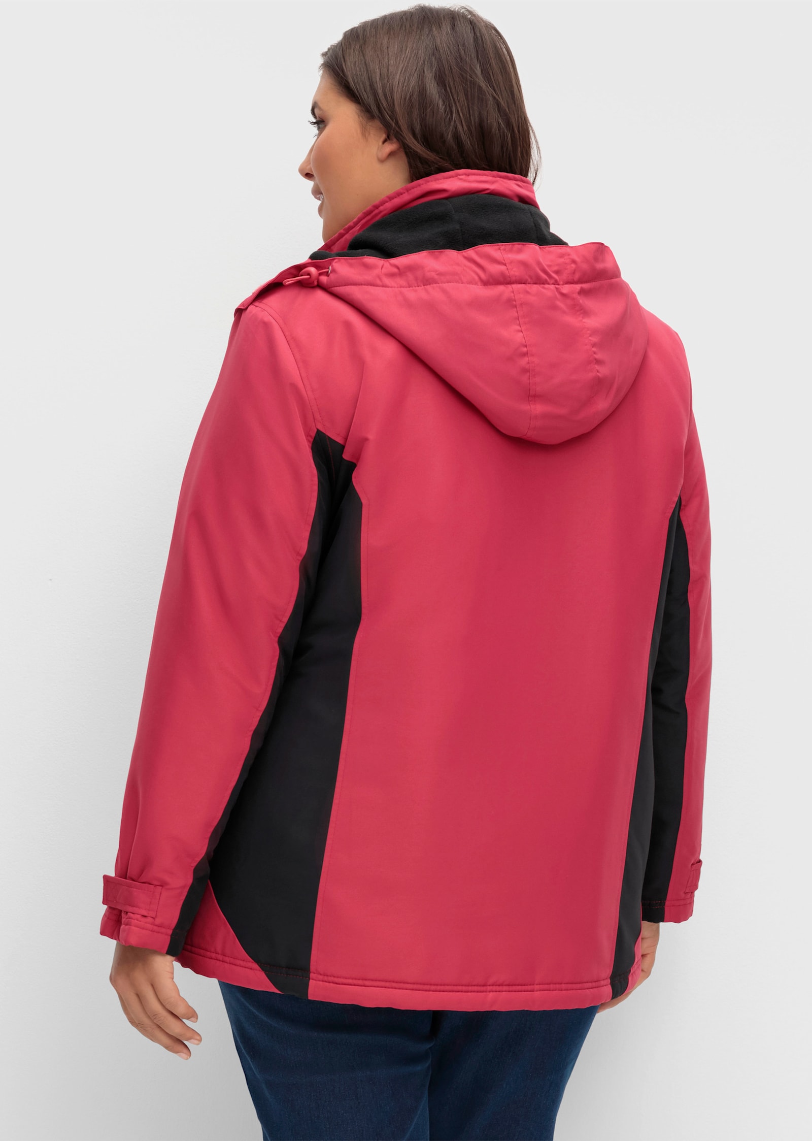 Funktionsjacke mit Fleece-Futter - rot-schwarz