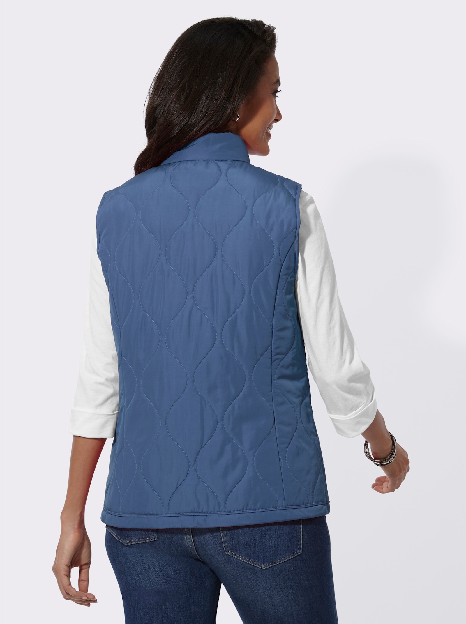 Bodywarmer met golfpatroon - jeansblauw