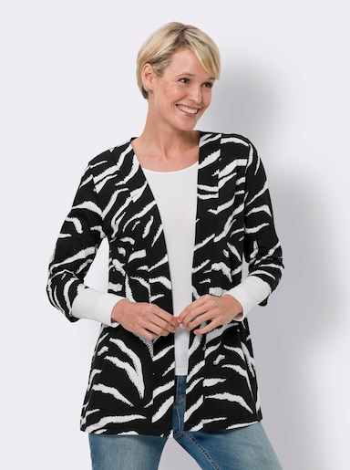Shirtjacke mit Zebra-Muster - schwarz-weiß-bedruckt