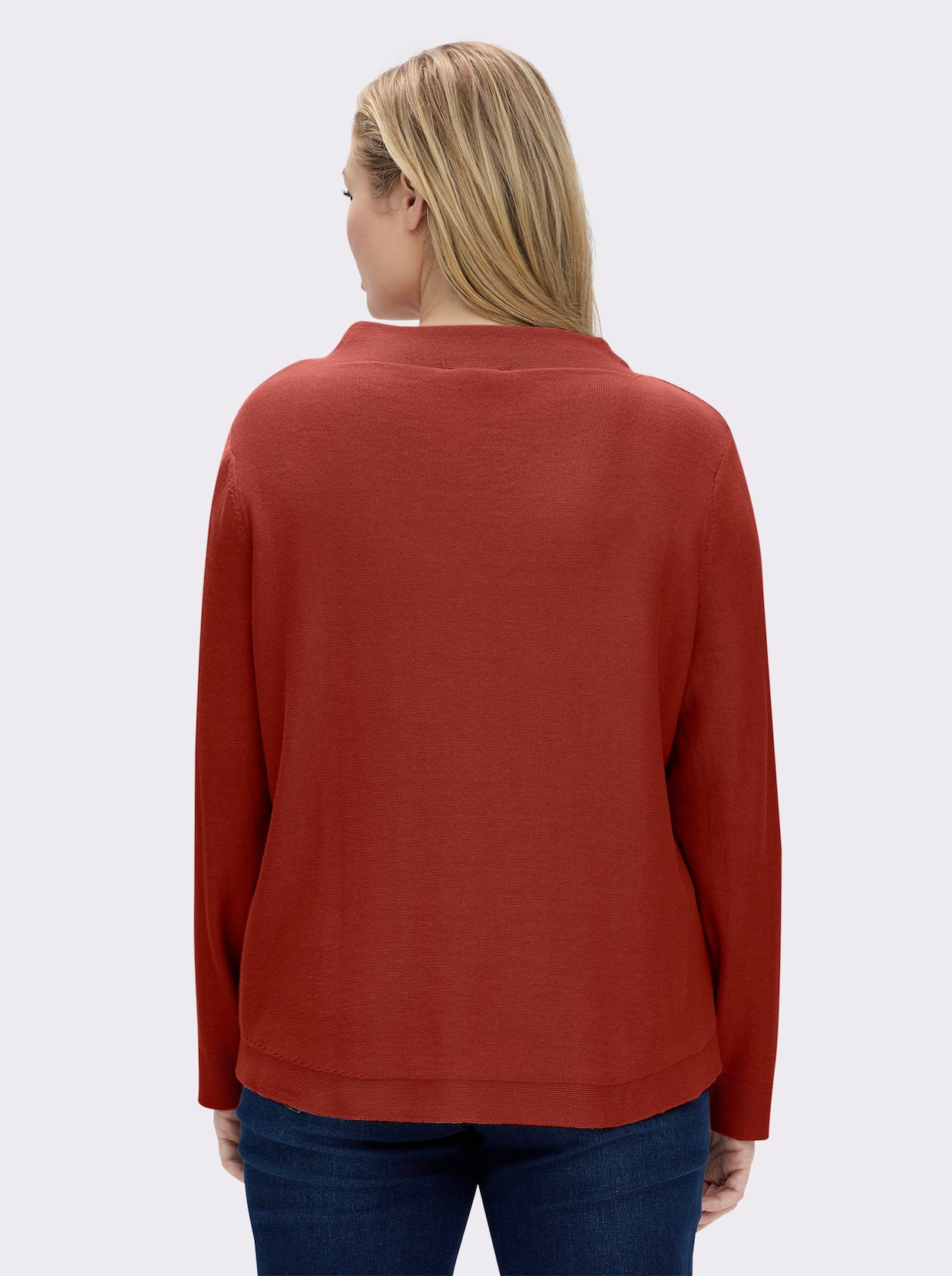 Langarm-Pullover aus reiner Baumwolle - rostrot