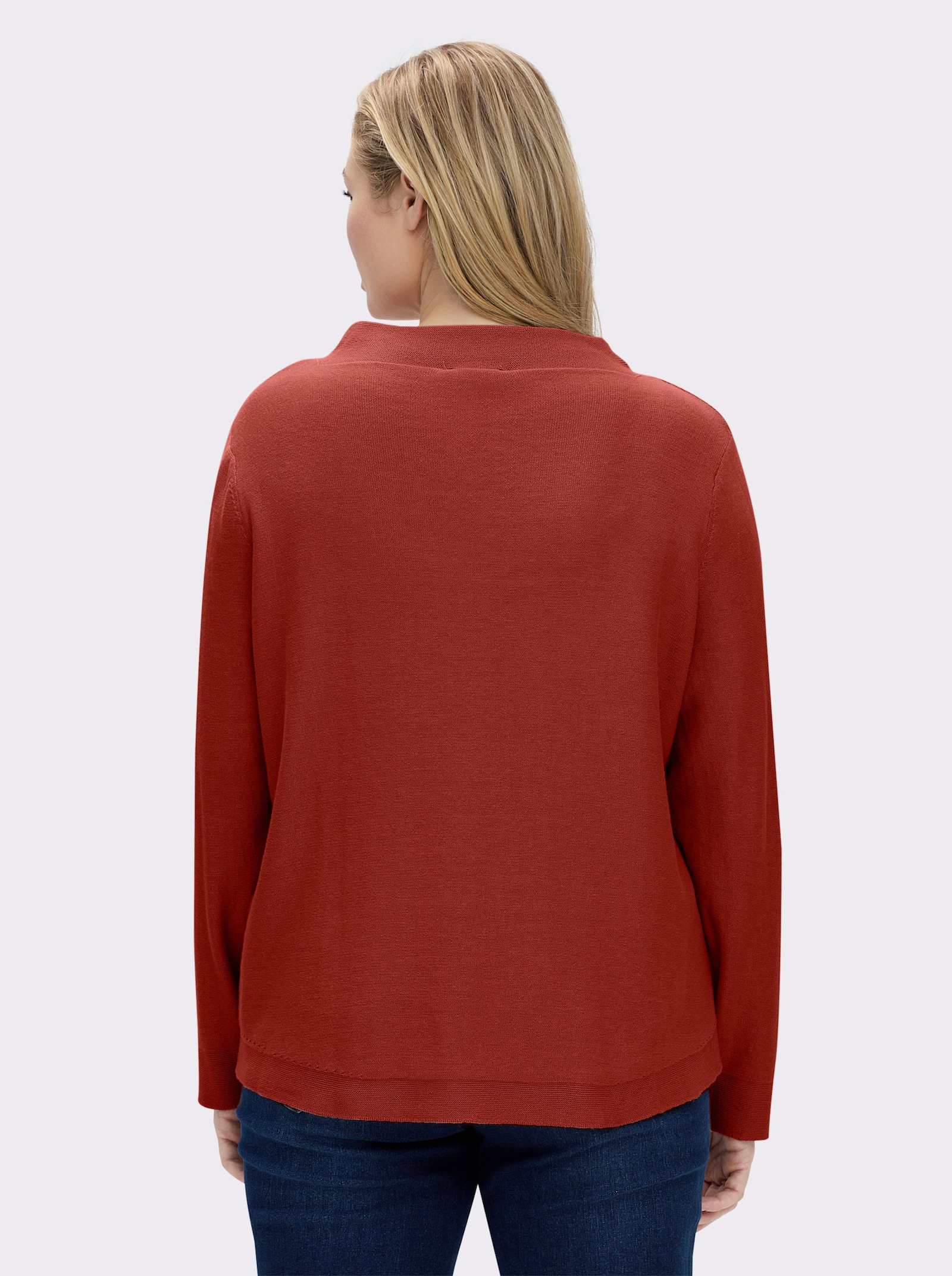 Langarm-Pullover aus reiner Baumwolle - rostrot