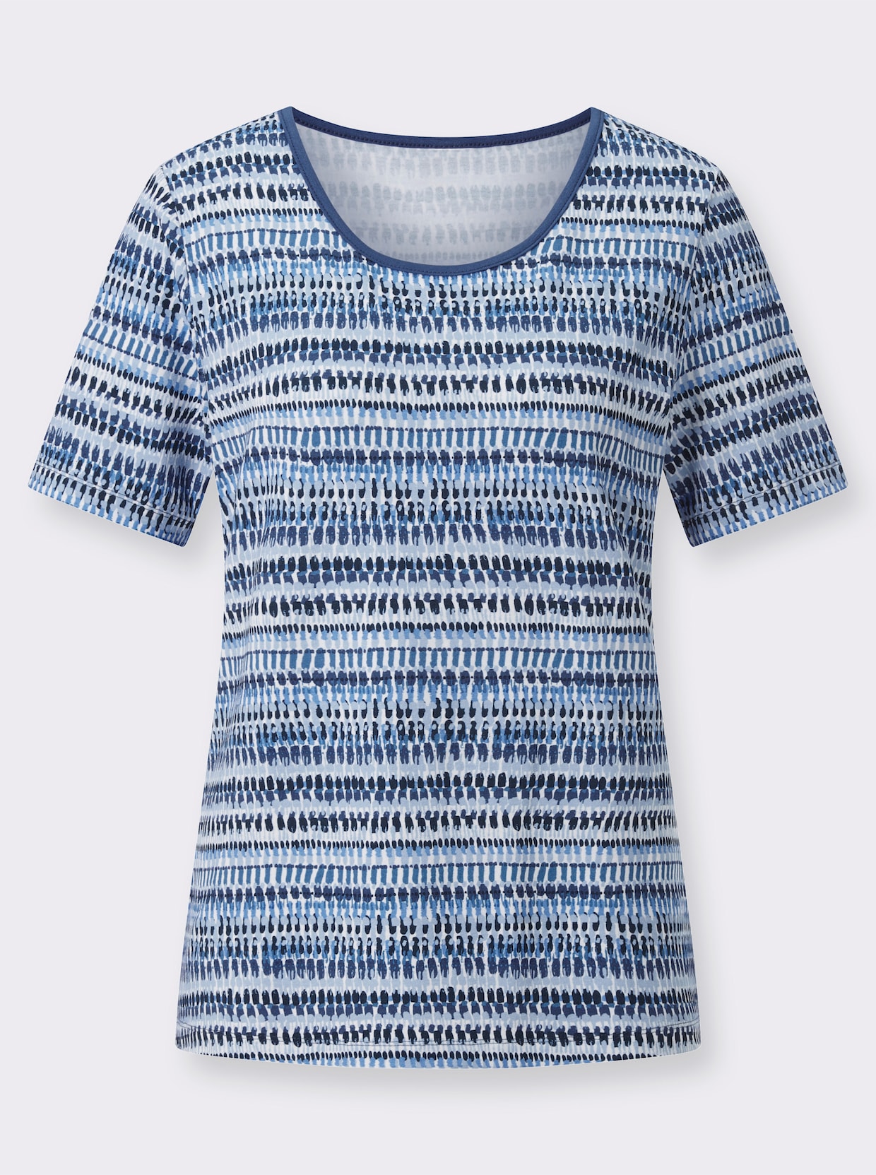Shirt - jeansblau-ecru-bedruckt